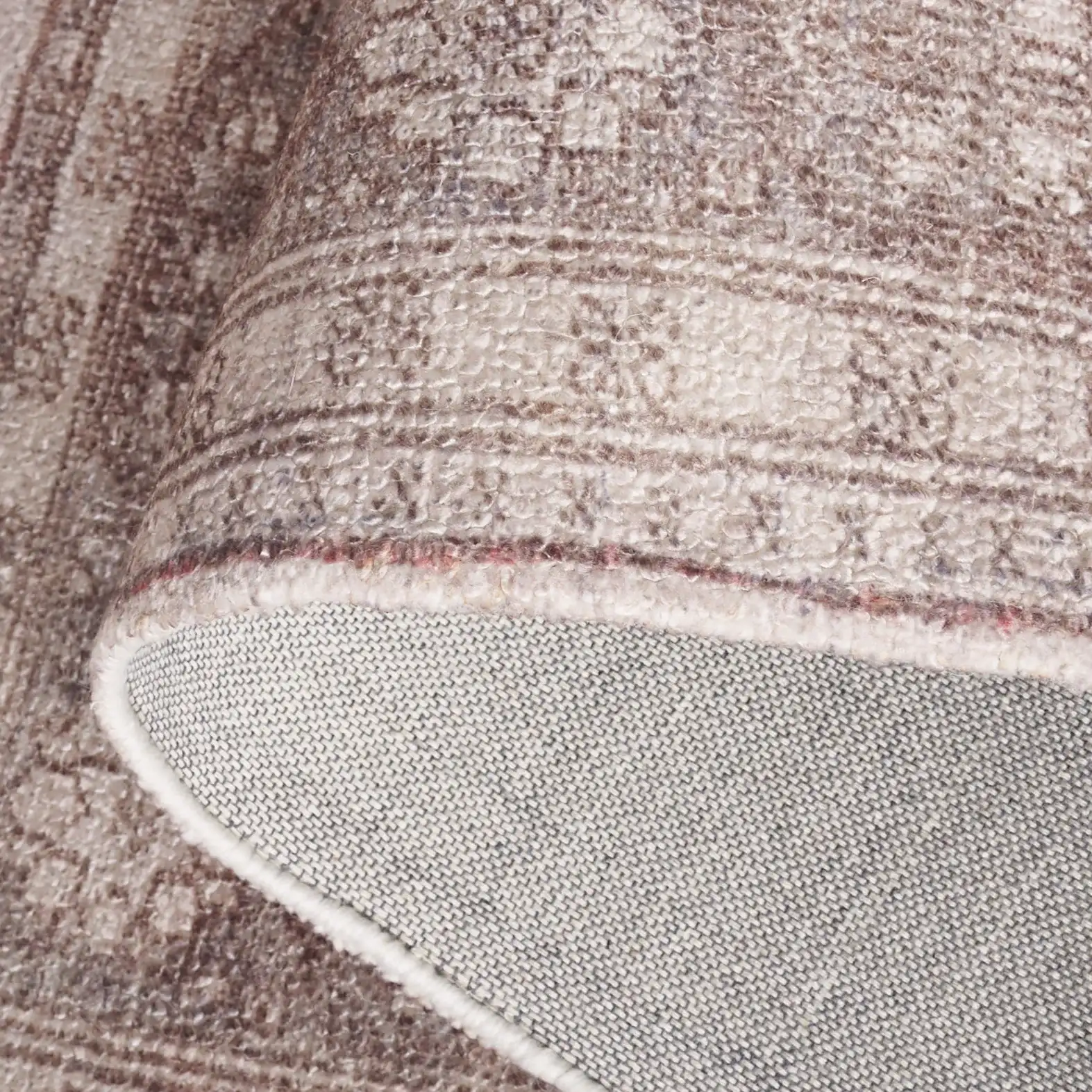 Classic Vintage Stepped Medallion Hand-Tufted Rug in Gray / Beige in a styled room