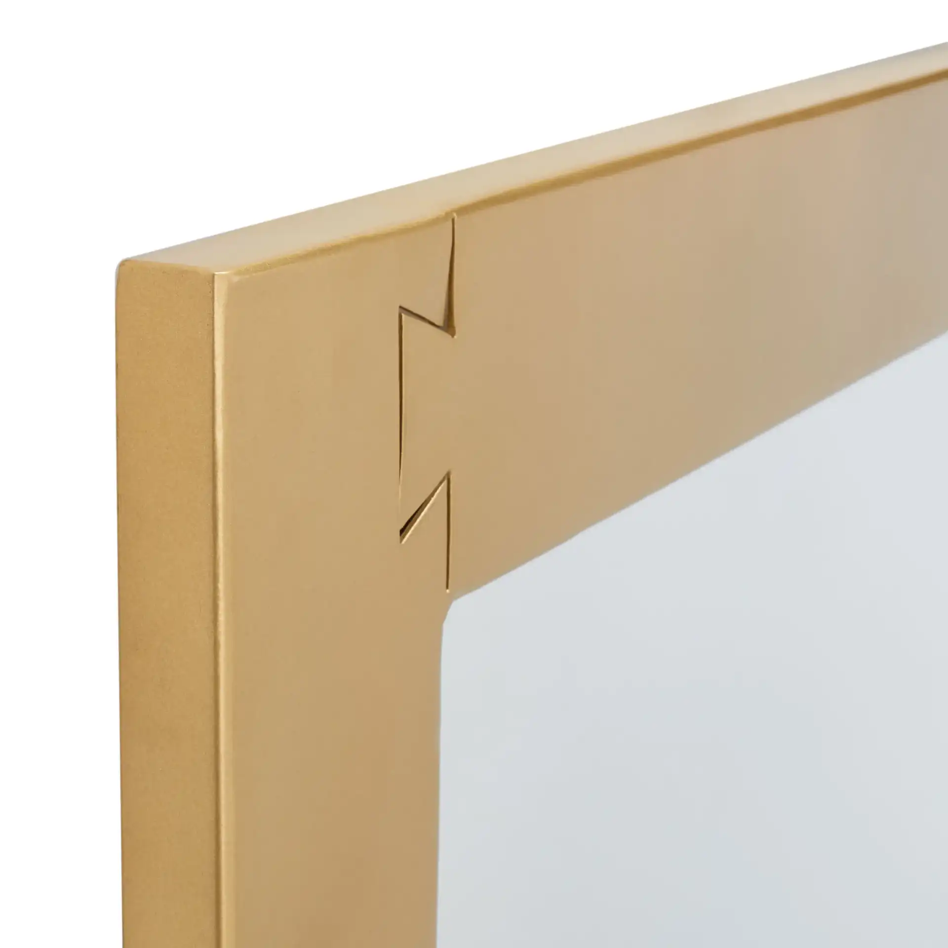 Ayden Rectangle Mirror in Brass in a styled room