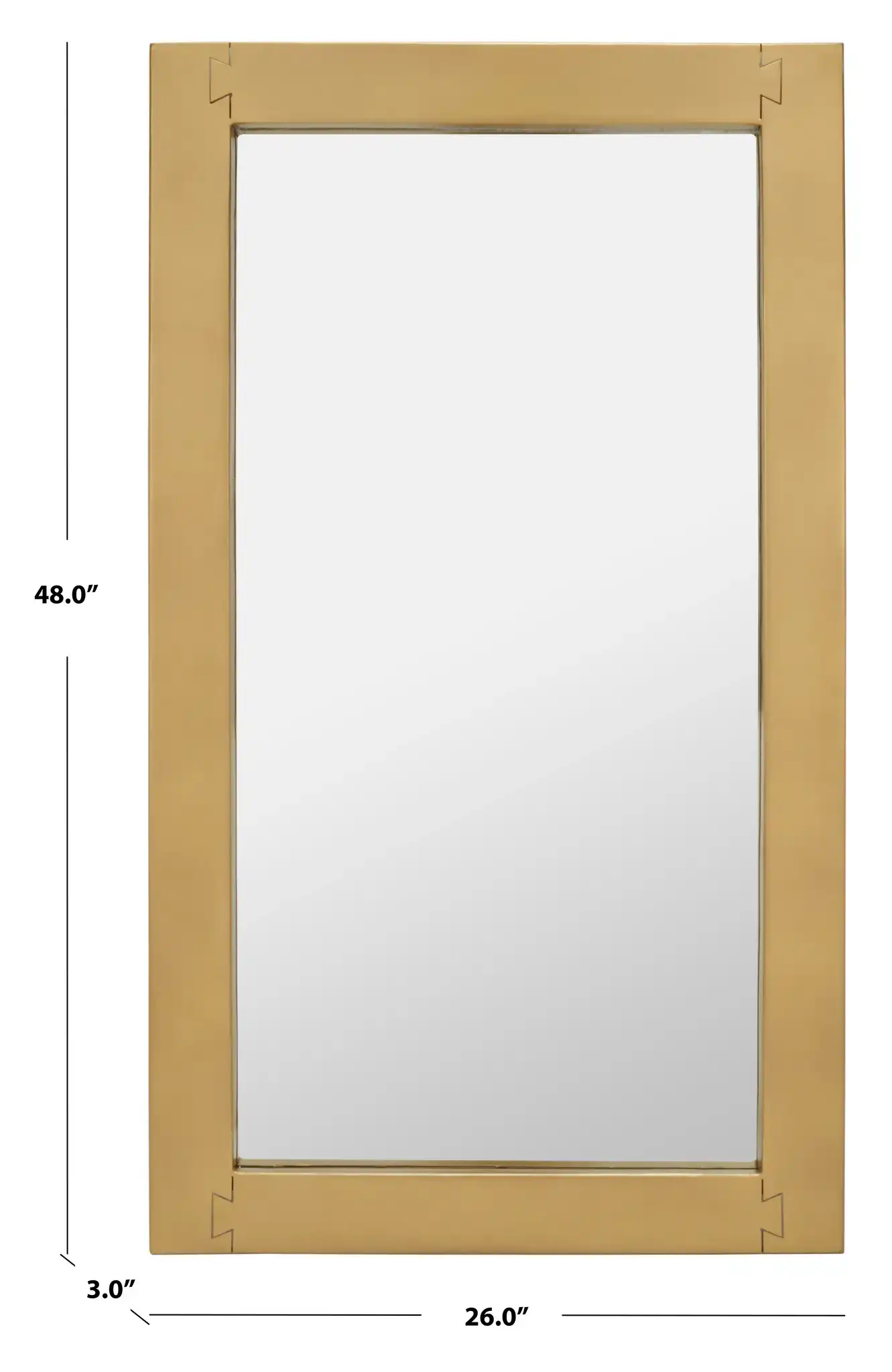Ayden Rectangle Mirror in Brass, detail view