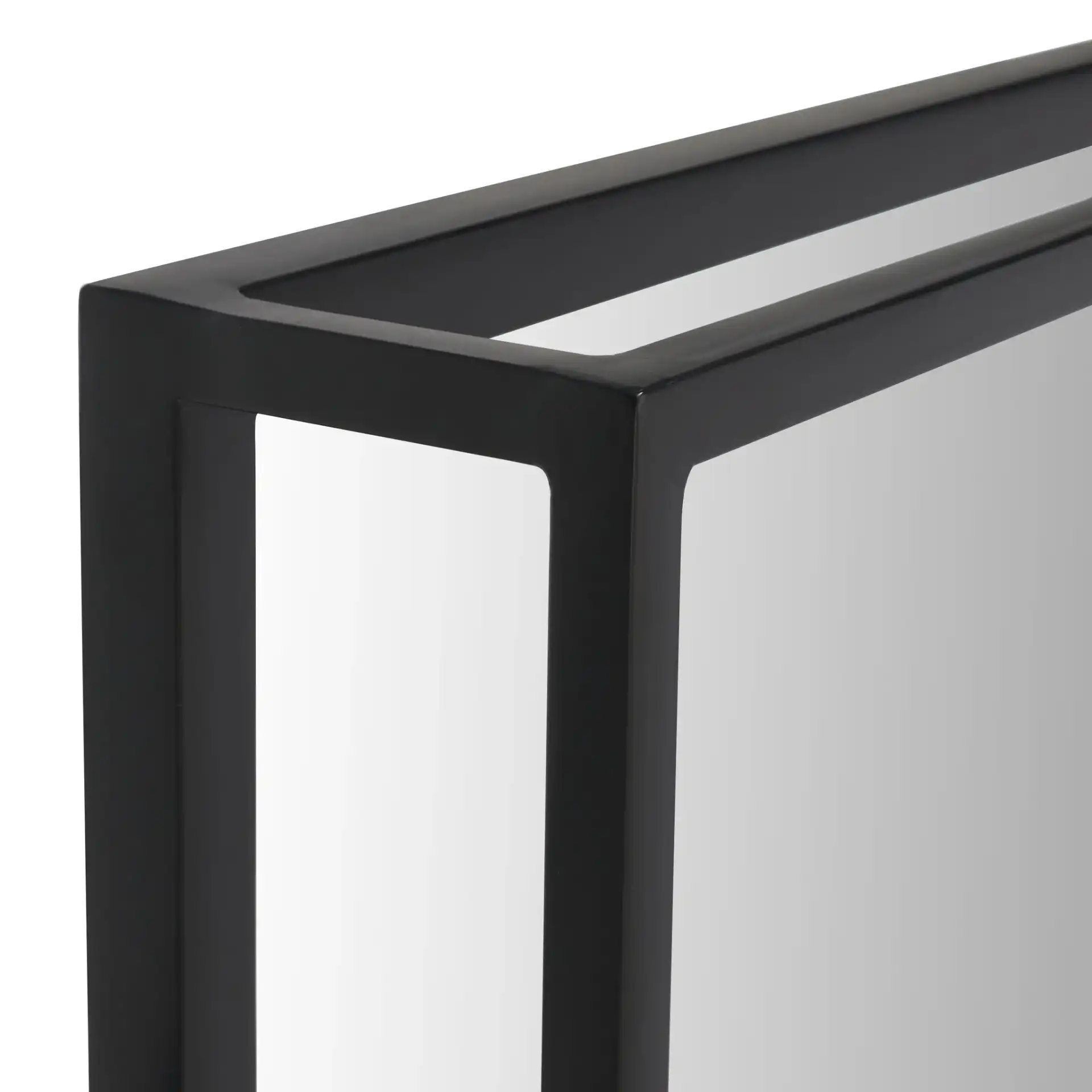 Kallie Shadow Box Mirror in Black in a styled room