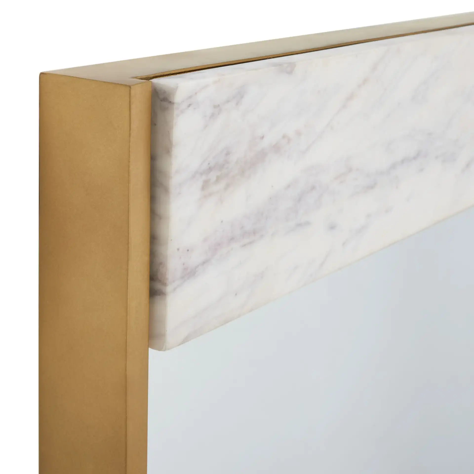 Kandi Faux Marble Mirror in White / Brass in a styled room