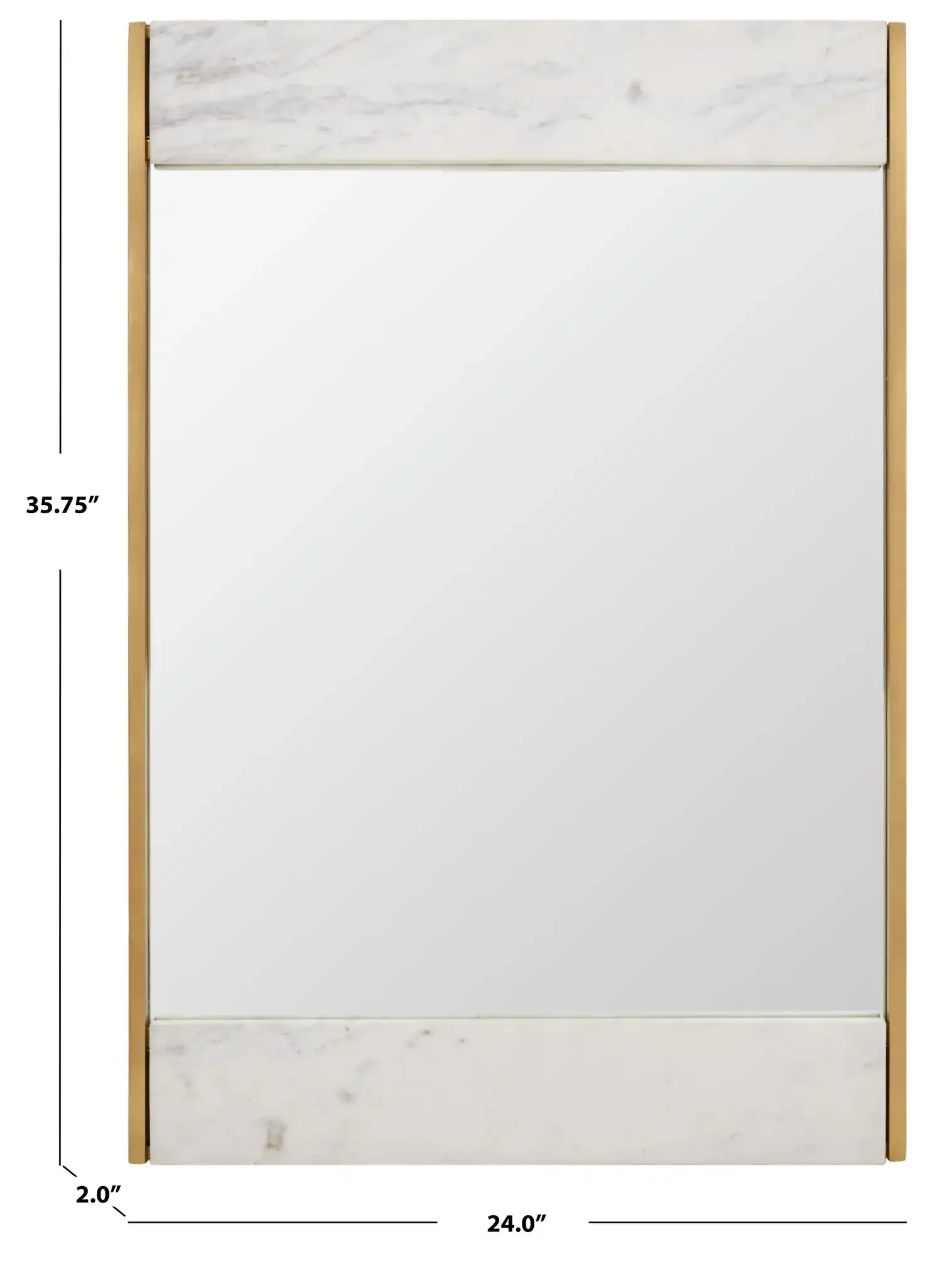 Kandi Faux Marble Mirror in White / Brass, detail view