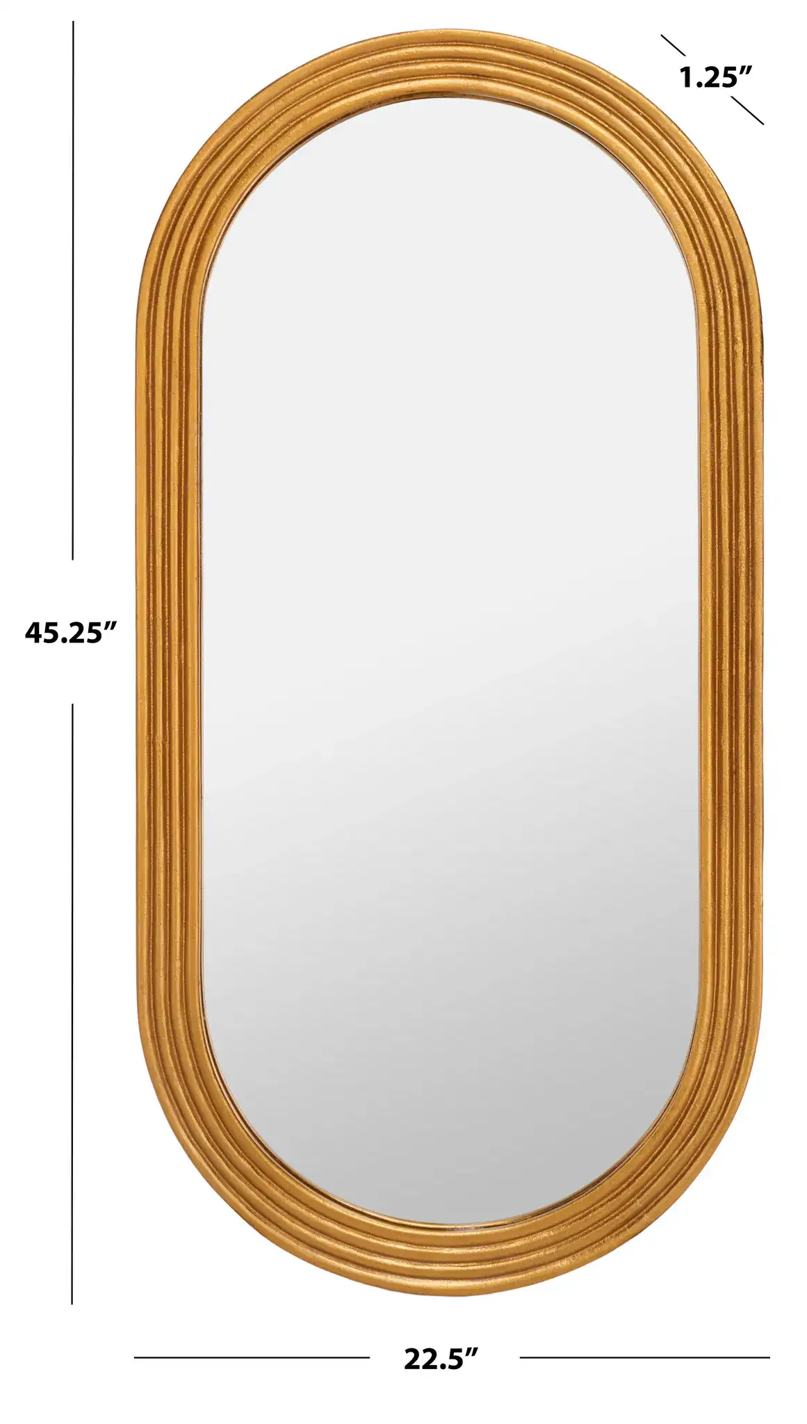 Jeanelle Oval Gold Mirror in Gold, detail view