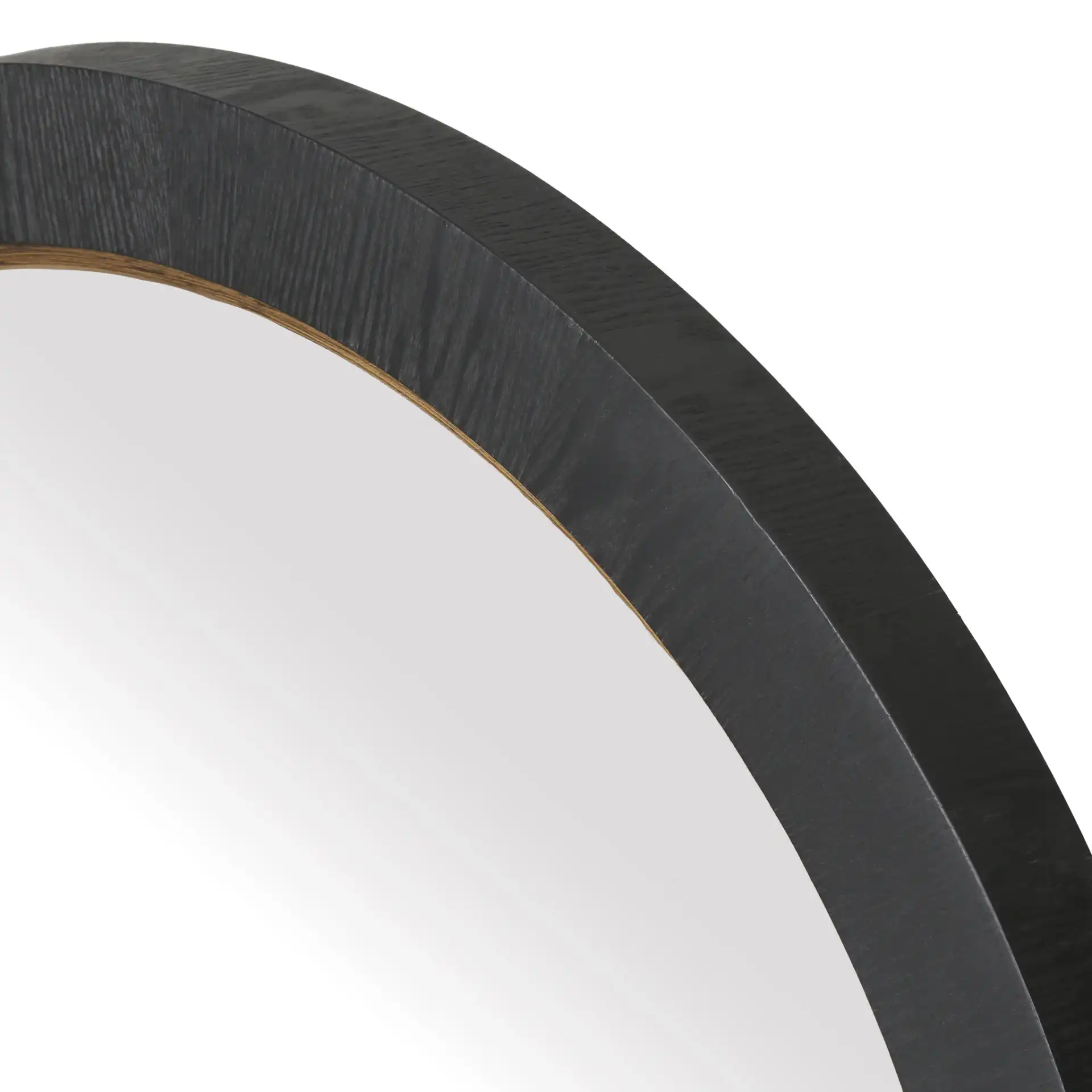 Paulson Round Wood Mirror in Black in a styled room