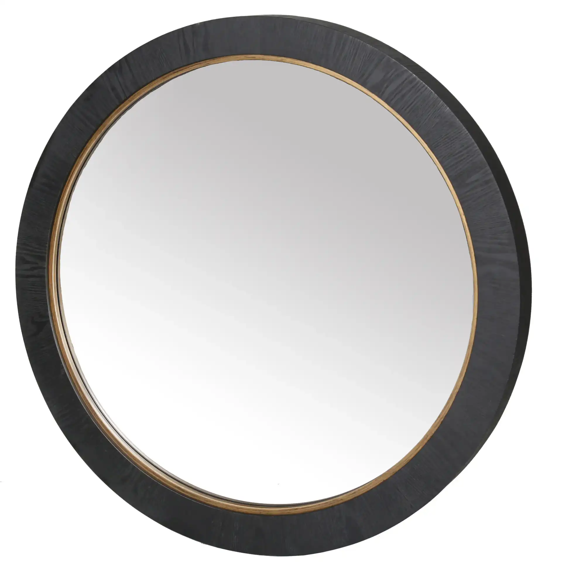 Paulson Round Wood Mirror in Black, detail view