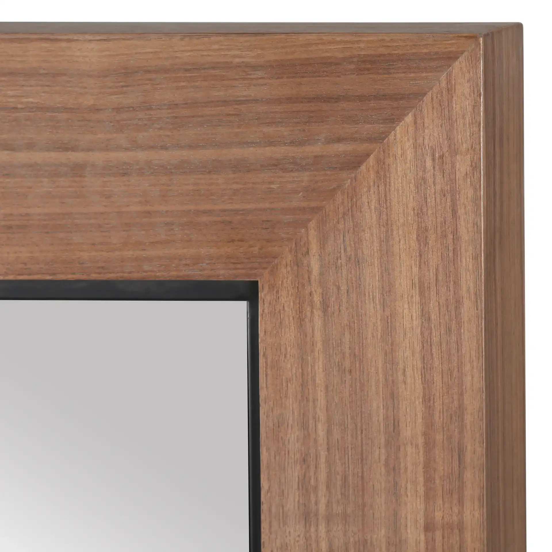 Lacarlo Rectangle Wood Mirror in Walnut in a styled room