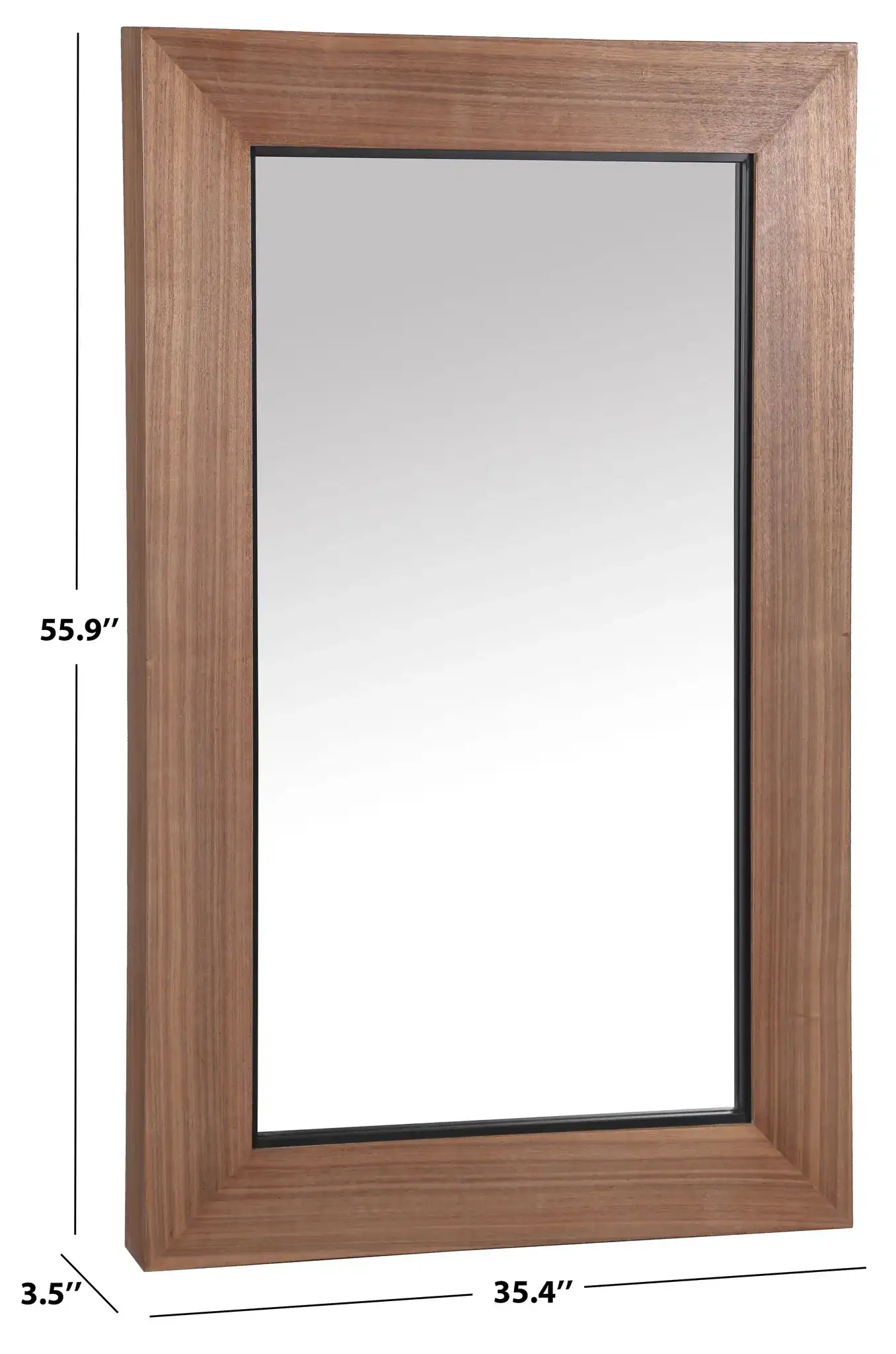 Lacarlo Rectangle Wood Mirror in Walnut, detail view