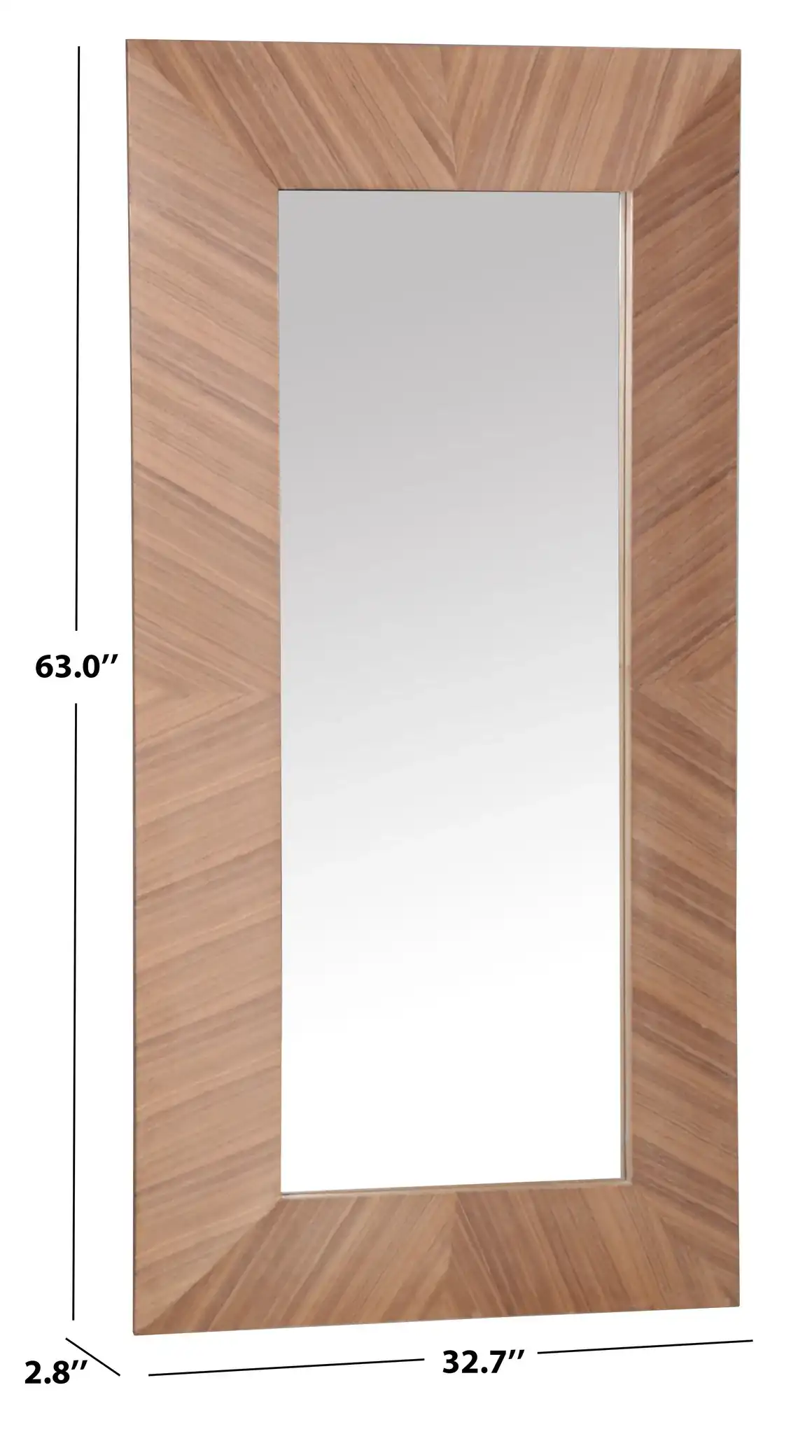 Lacarlo Rectangular 63-Inch Wood Mirror in Walnut, detail view