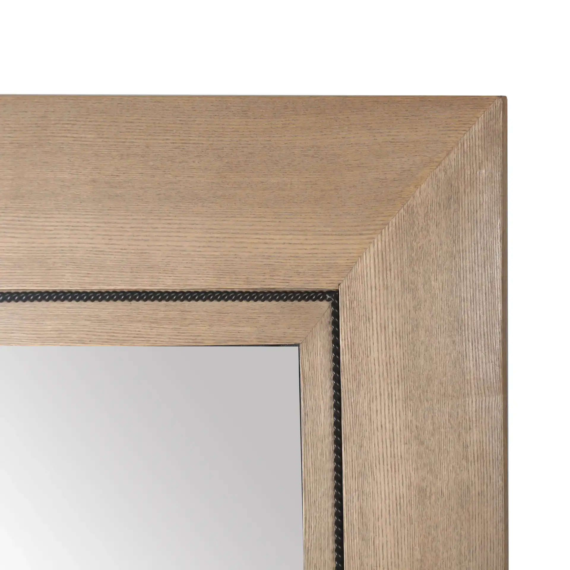 Tenric Large Rectangular Wood Mirror in Natural in a styled room
