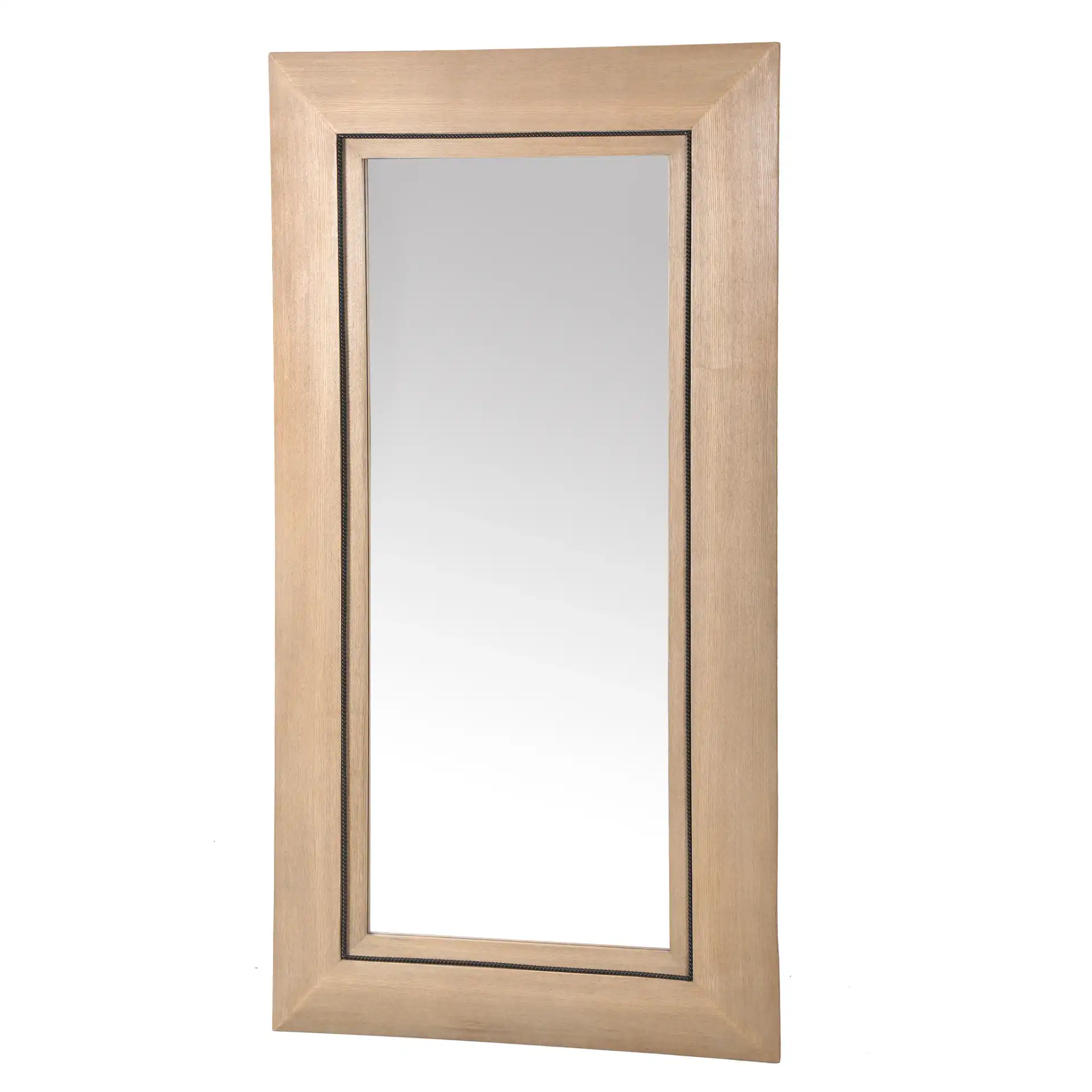 Tenric Large Rectangular Wood Mirror in Natural, detail view