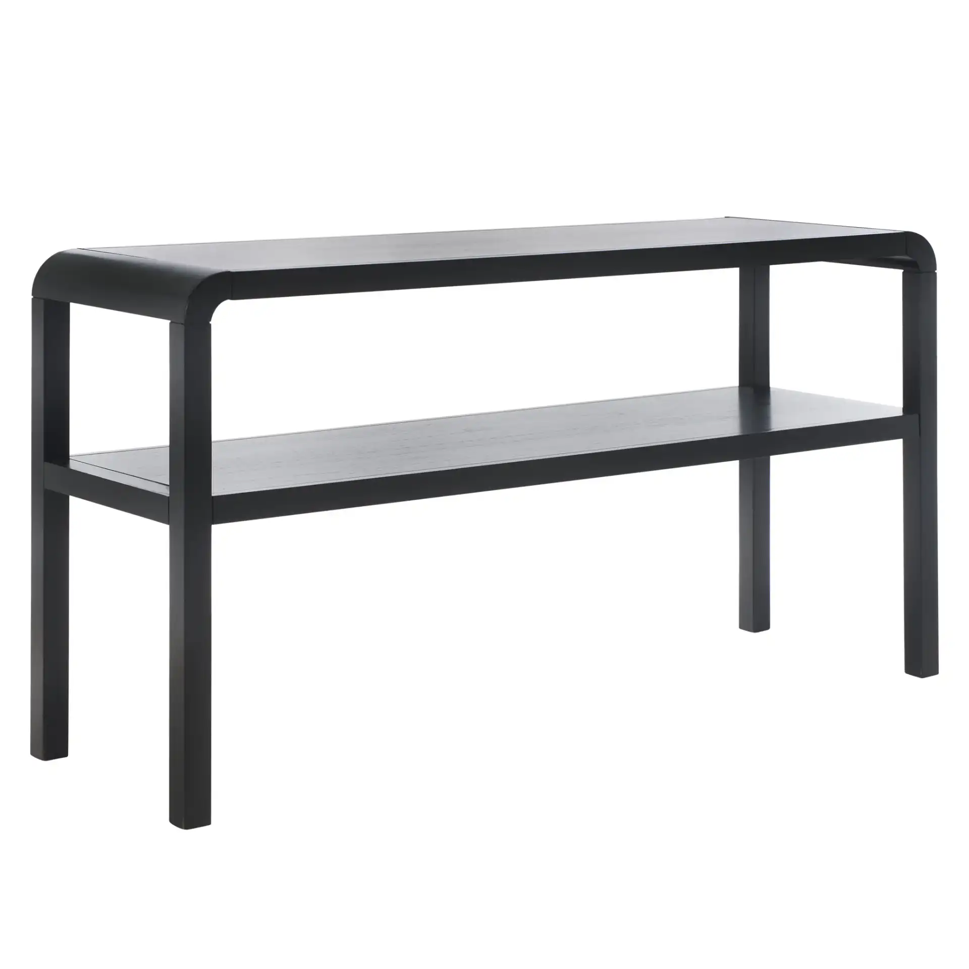 Omara Two-Tier Console Table in Black, detail view