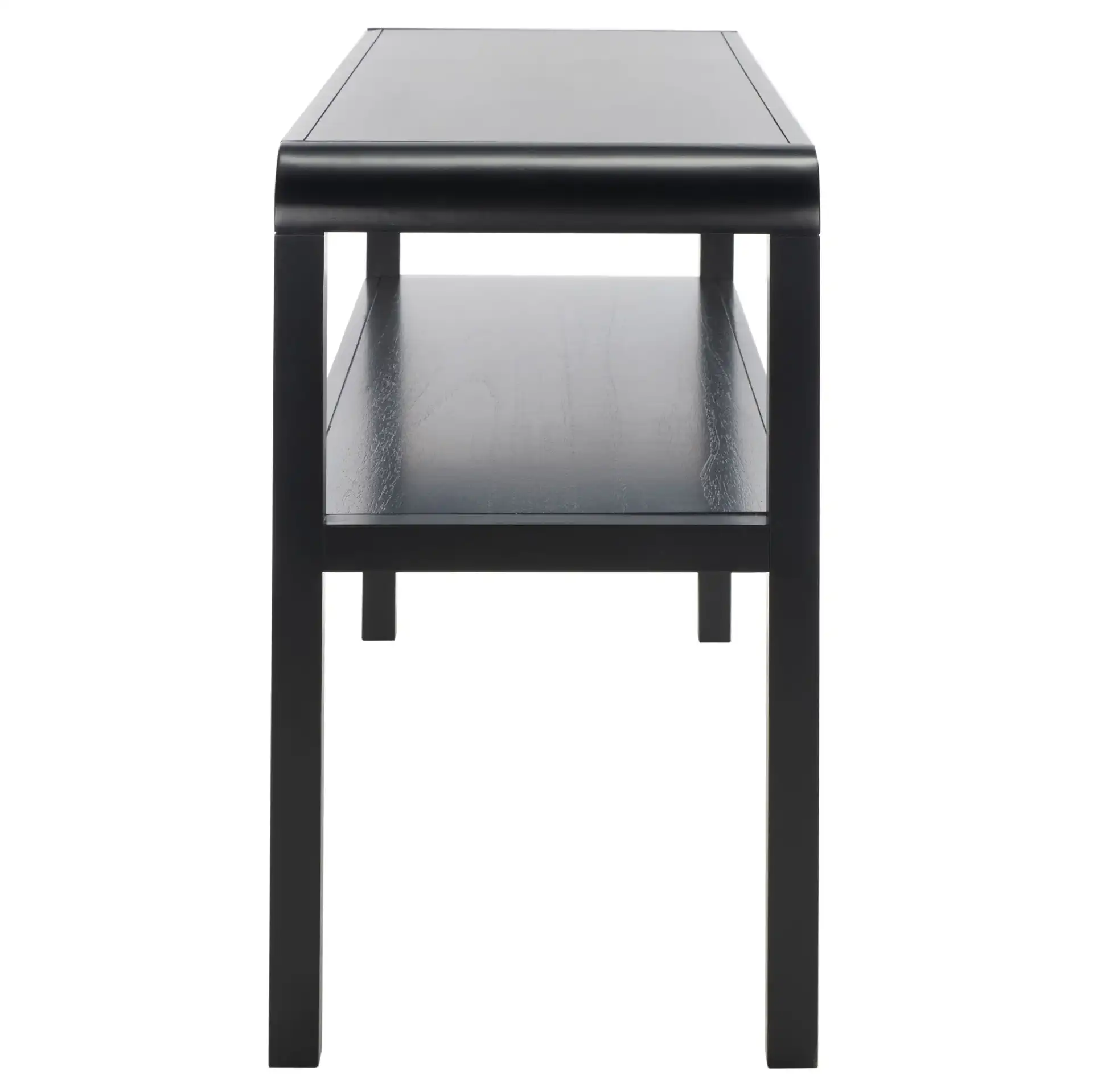 Omara Two-Tier Console Table in Black, detail view
