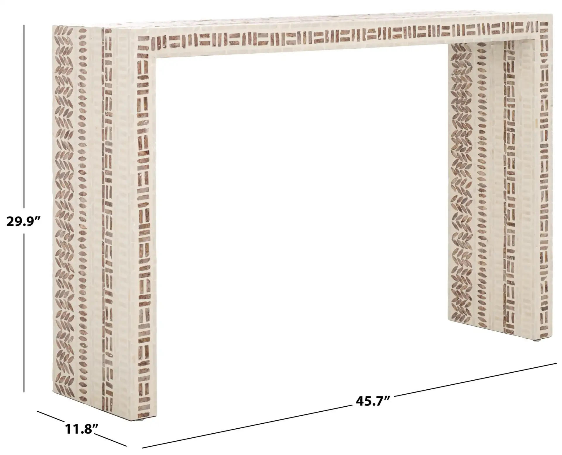 Kestrel Console Table in White / Gold, detail view