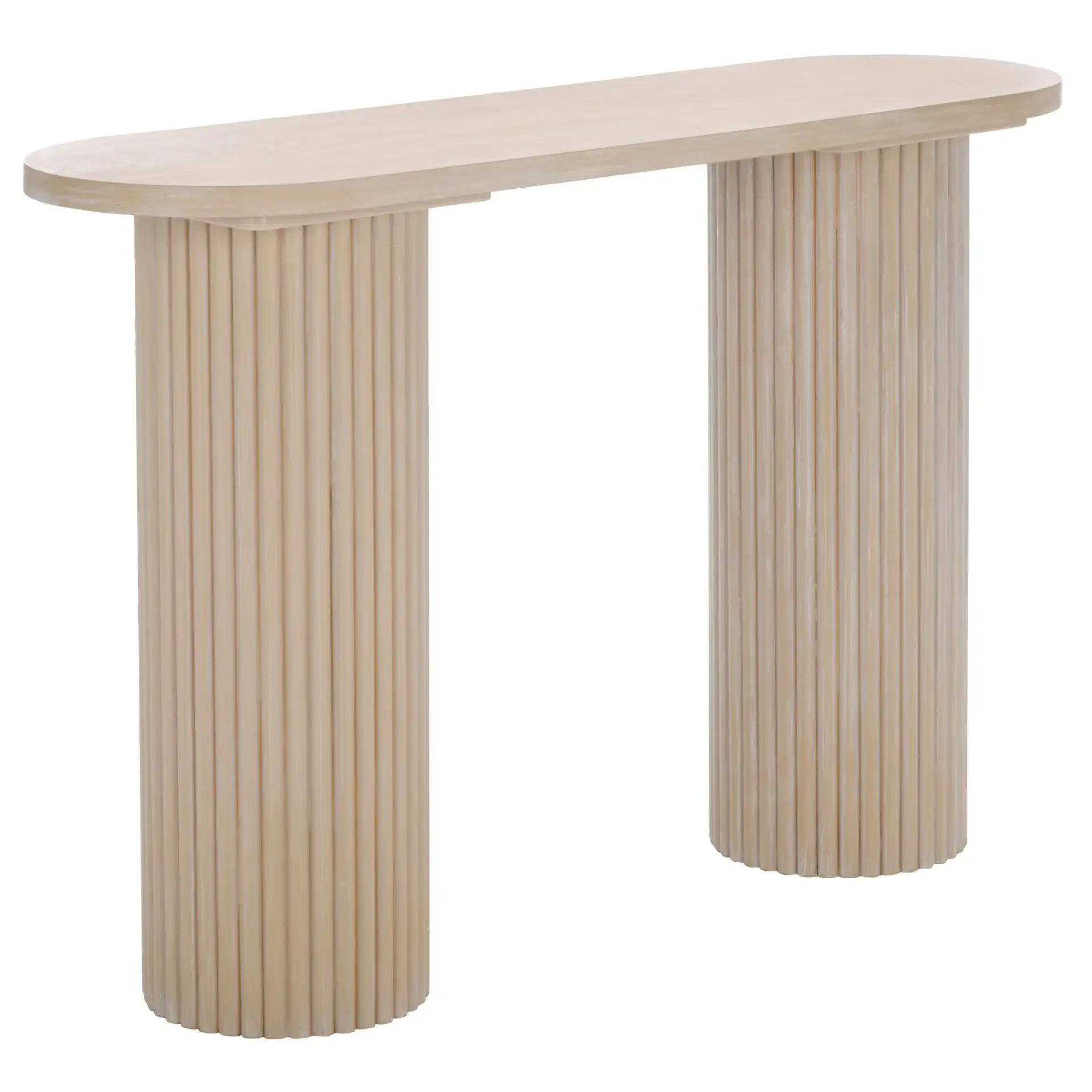 Raicha Console Table in Bleached White, detail view