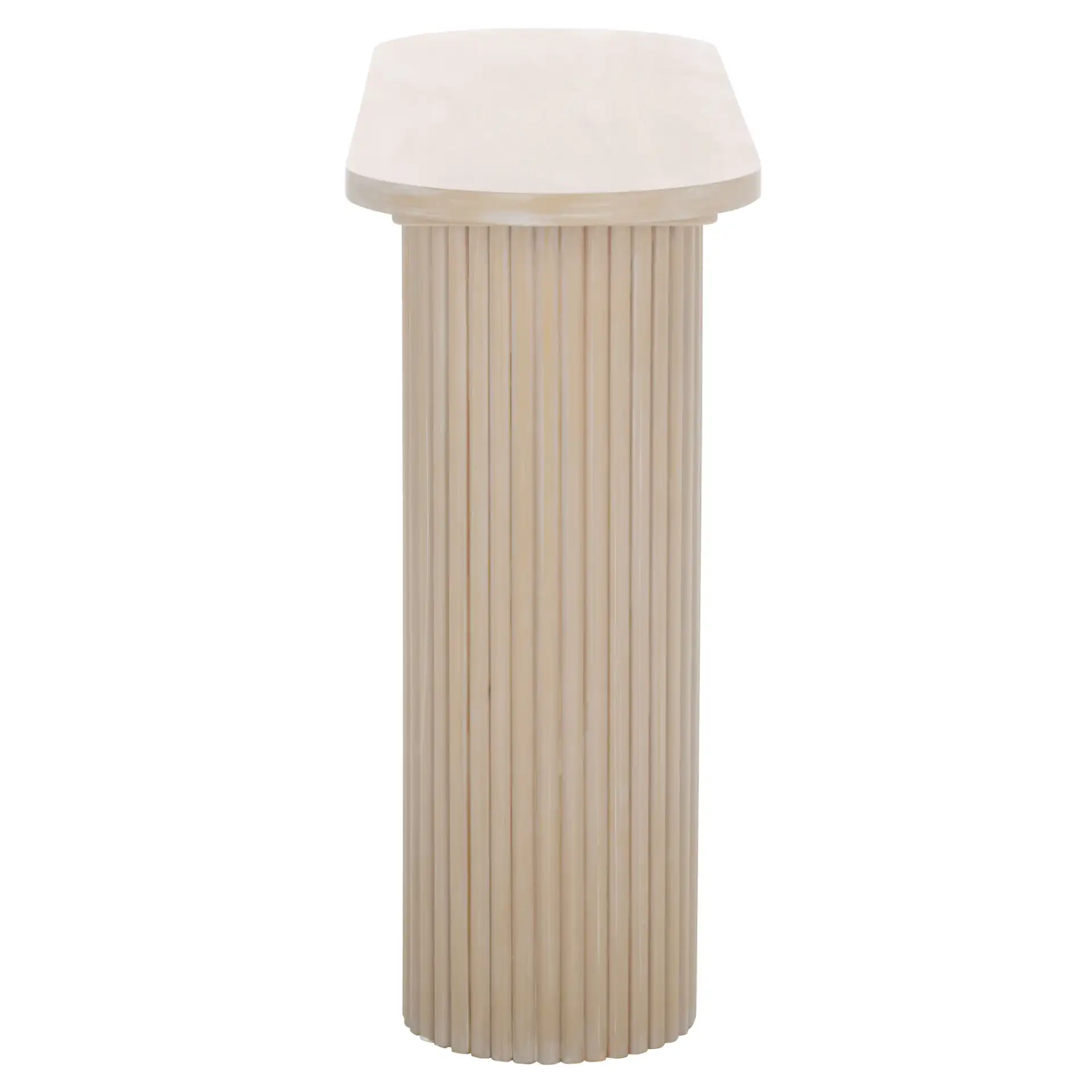Raicha Console Table in Bleached White, detail view