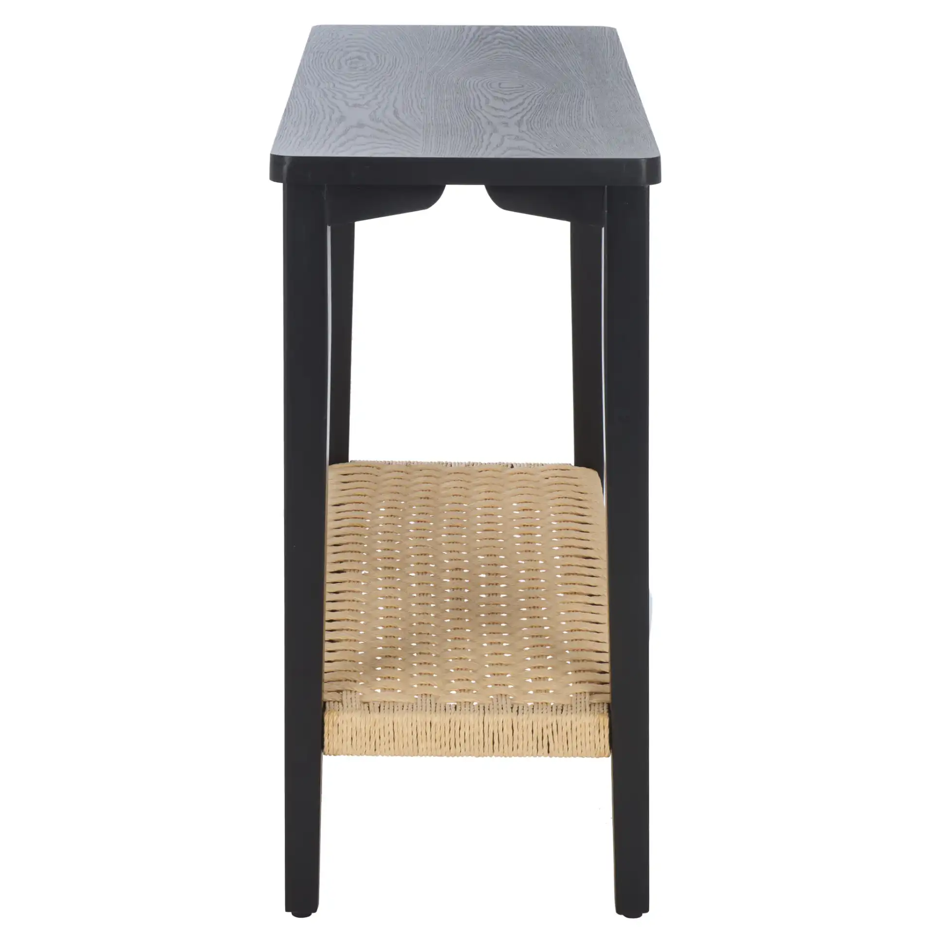 Chasu One-Shelf Console Table in Black, detail view