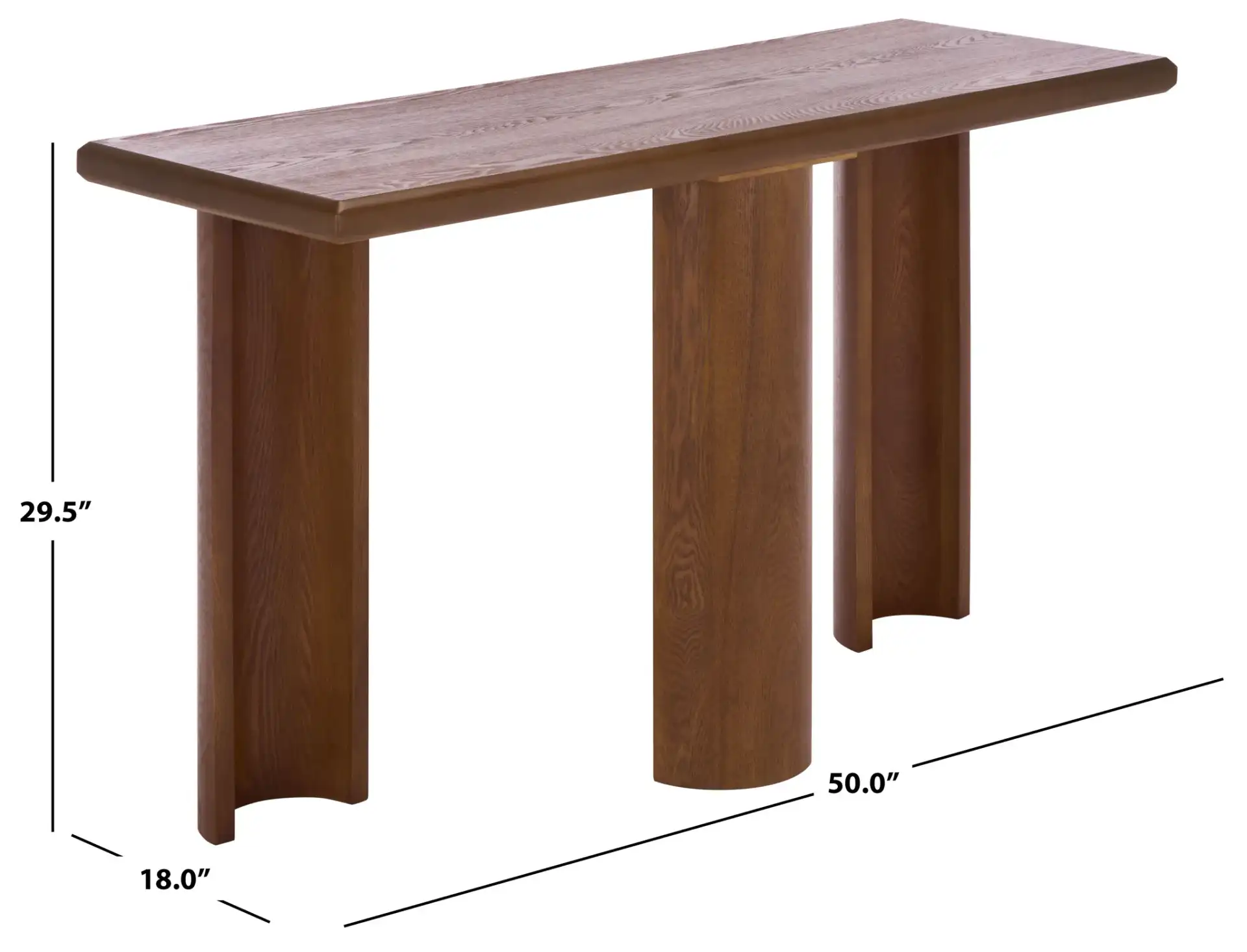 Shukai Console Table in Walnut, detail view