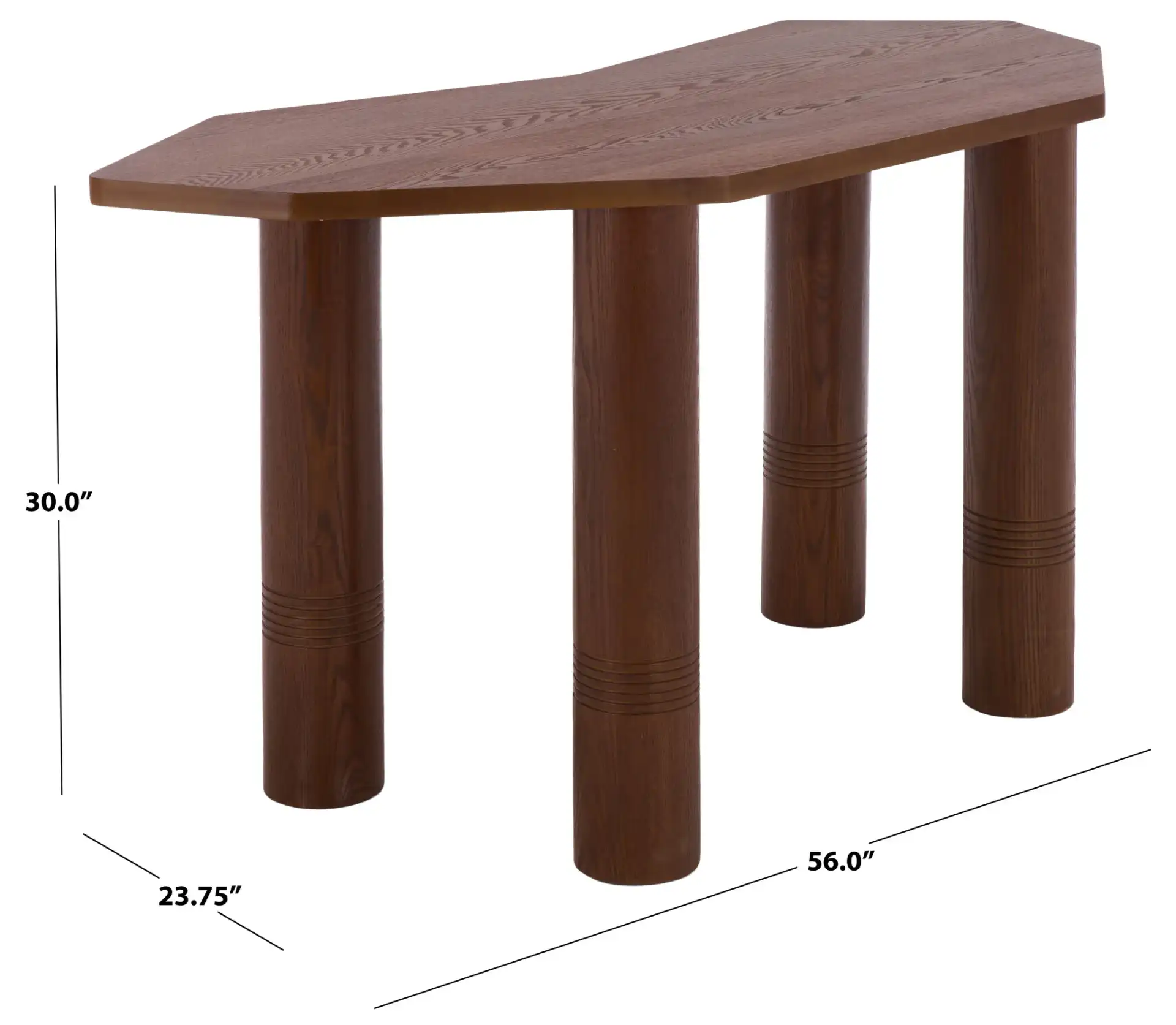 Omoni Console Table in Walnut, detail view