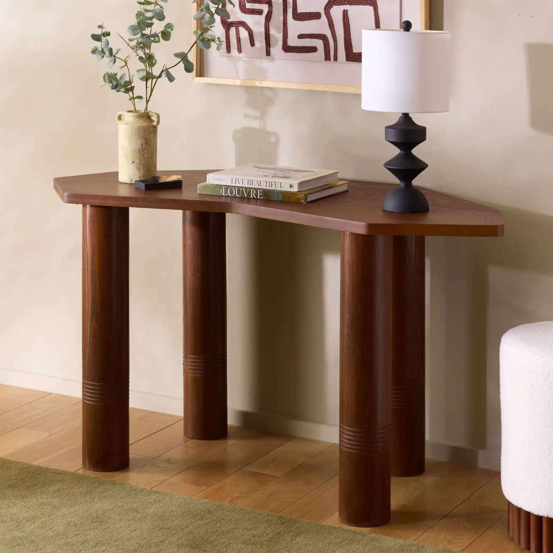 Omoni Console Table in Walnut in a styled room
