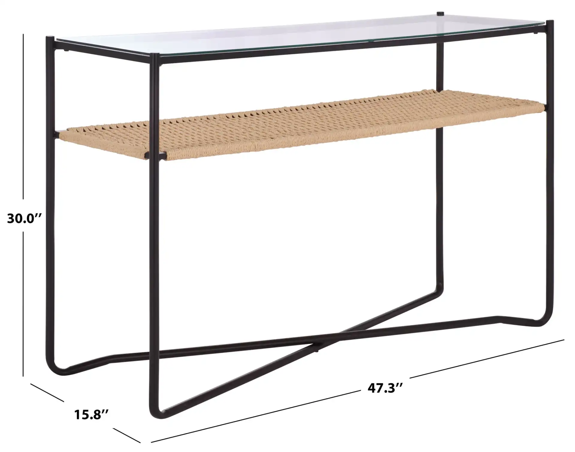 Omaka One-Shelf Console Table in Natural / Black, detail view