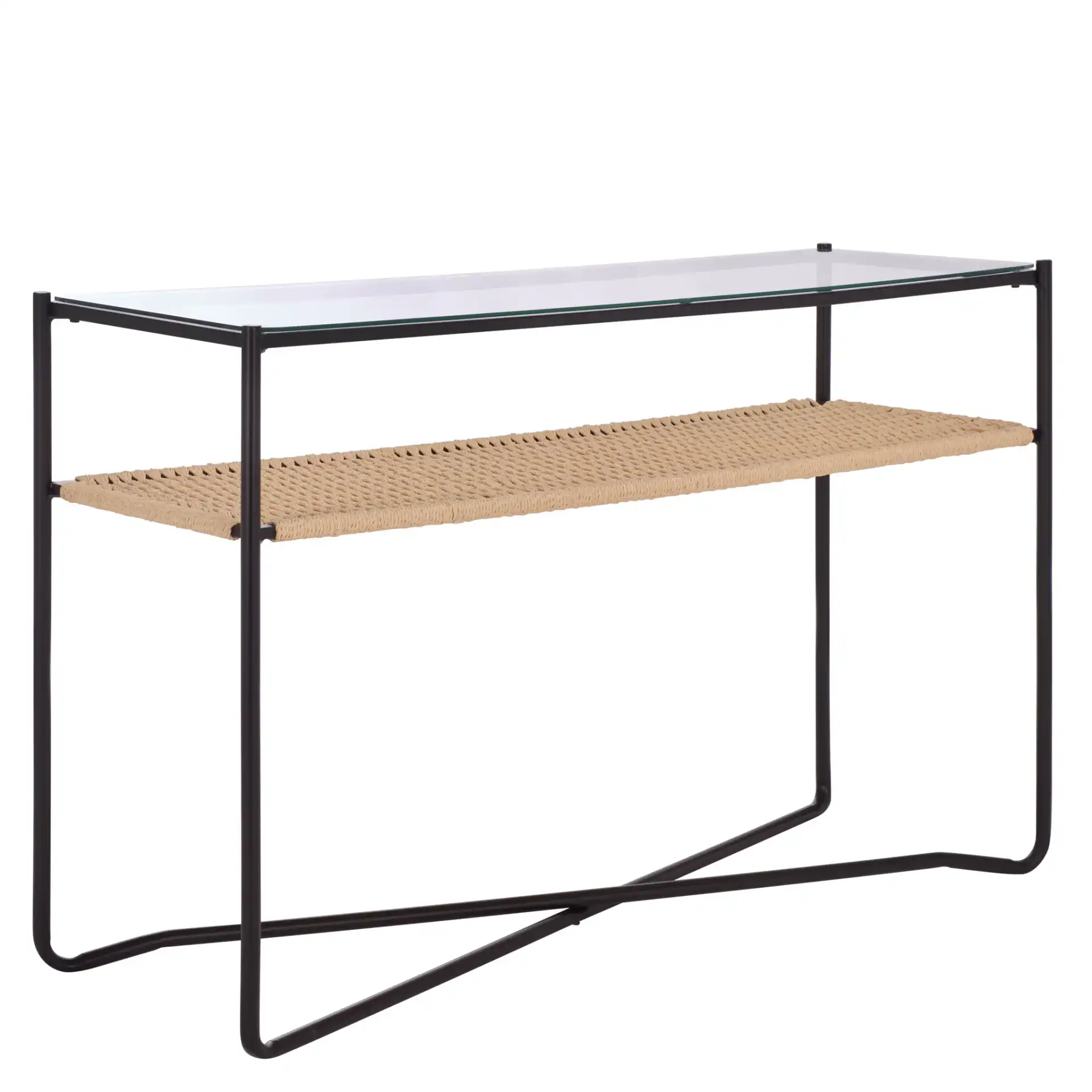 Omaka One-Shelf Console Table in Natural / Black, detail view
