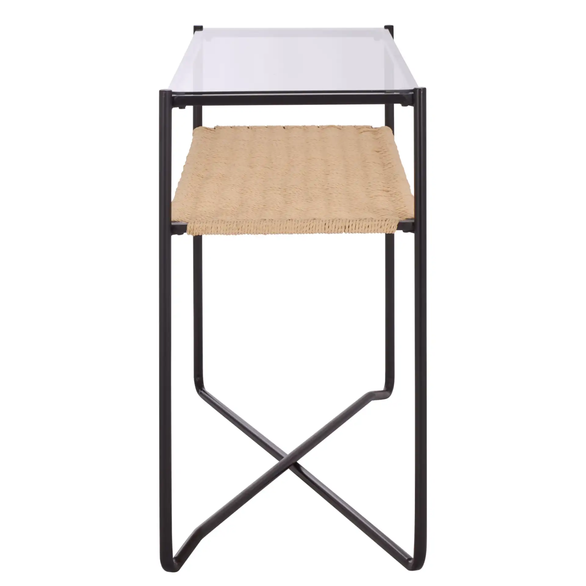 Omaka One-Shelf Console Table in Natural / Black, detail view