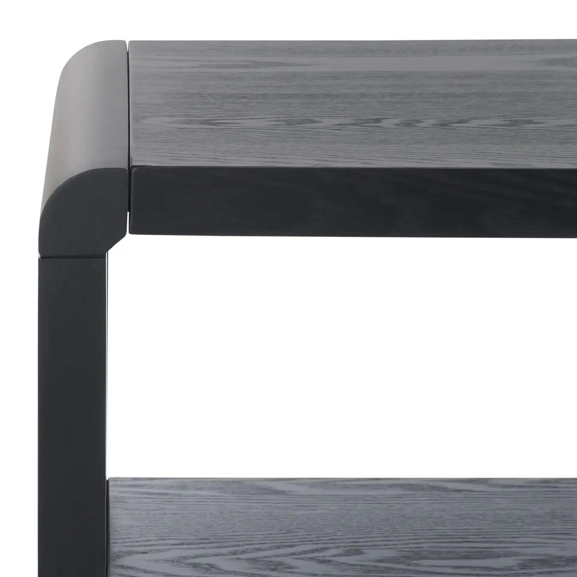 Omara Two-Shelf Console Table in Black in a styled room