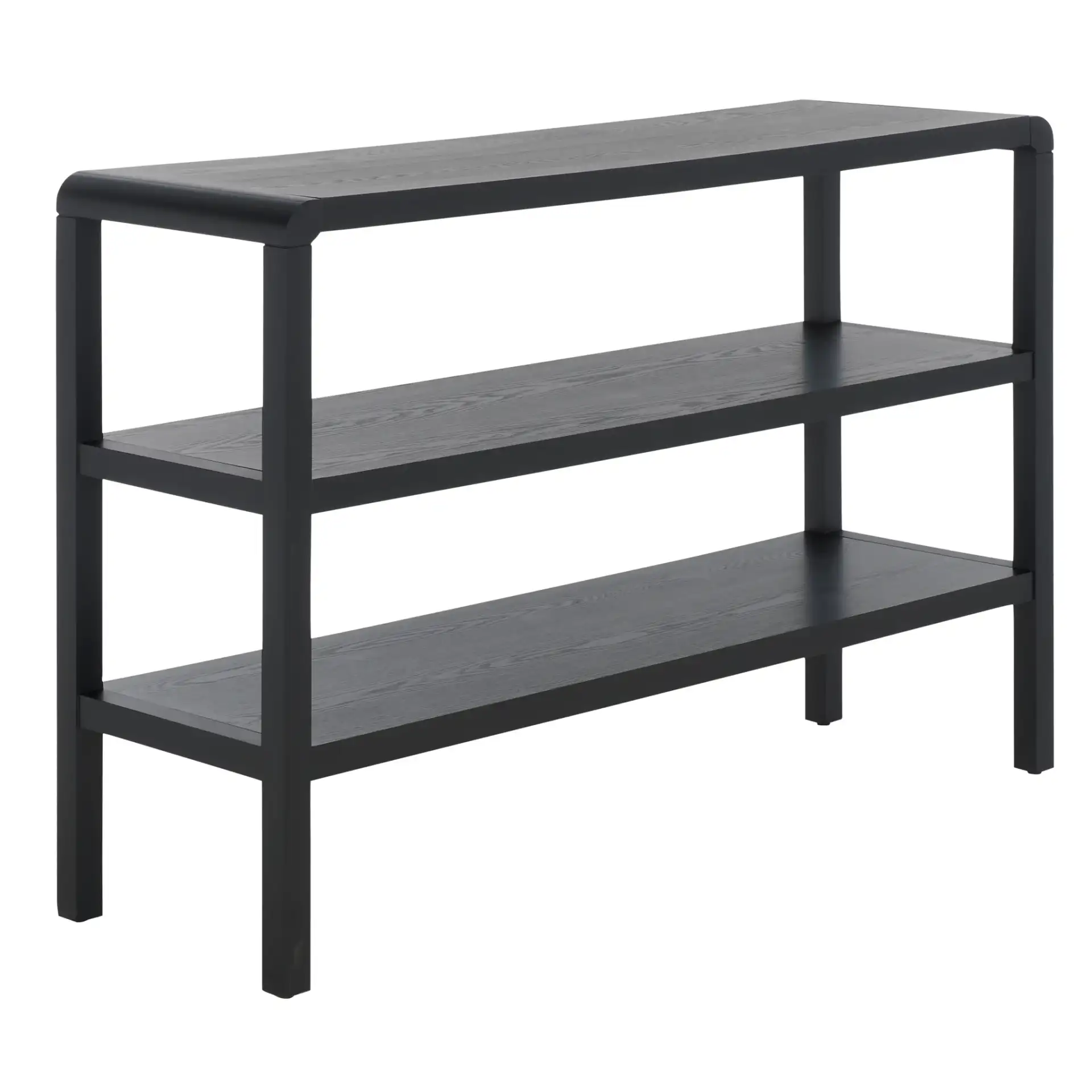 Omara Two-Shelf Console Table in Black, detail view