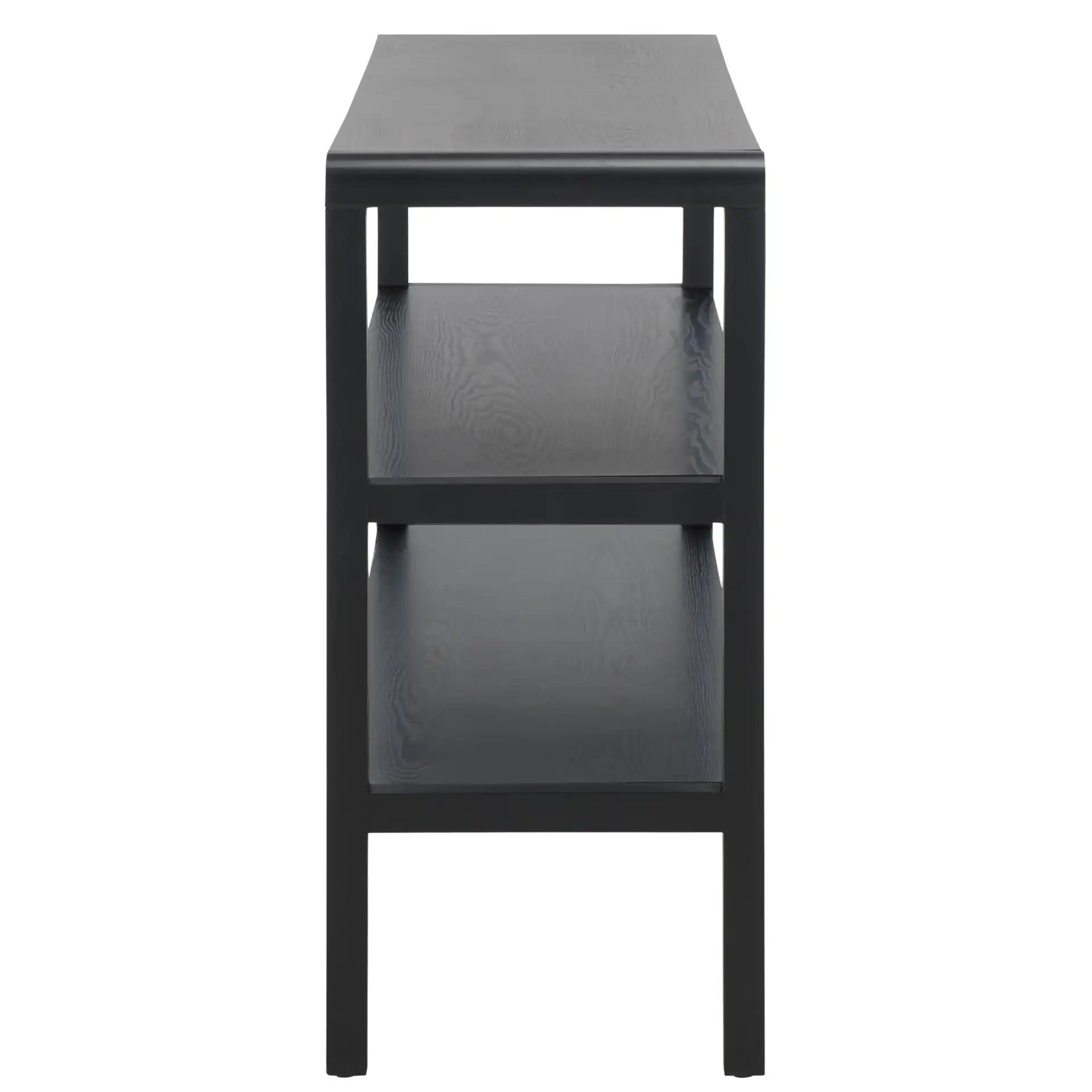Omara Two-Shelf Console Table in Black, detail view