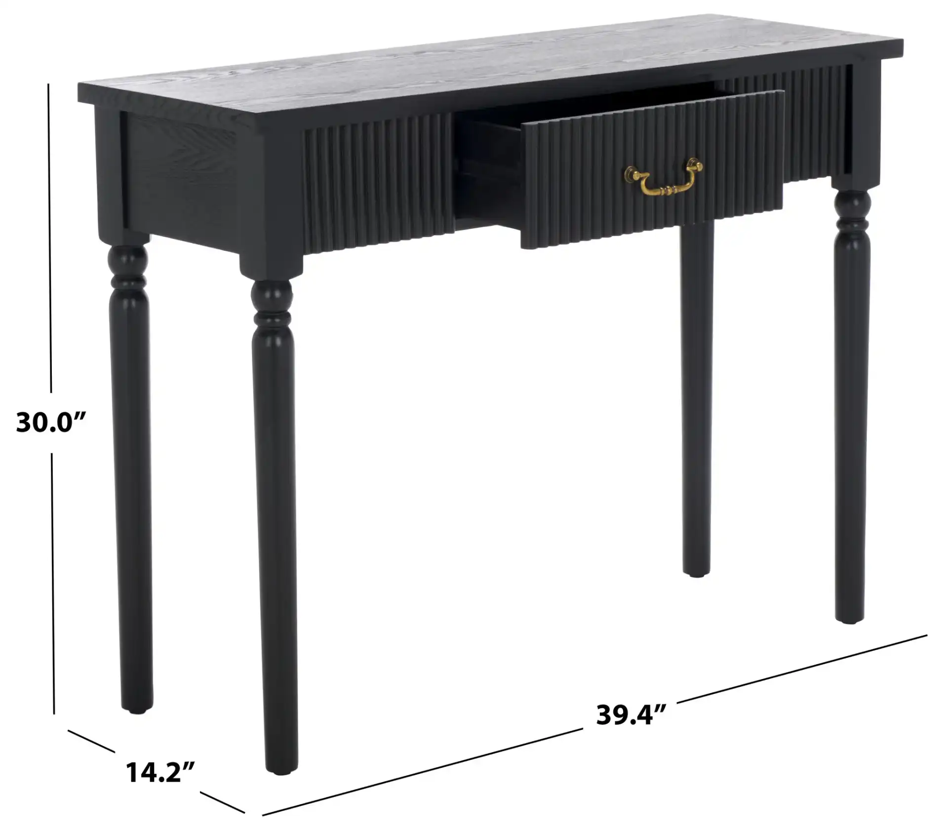 Hanaka One-Drawer Console Table in Black, detail view