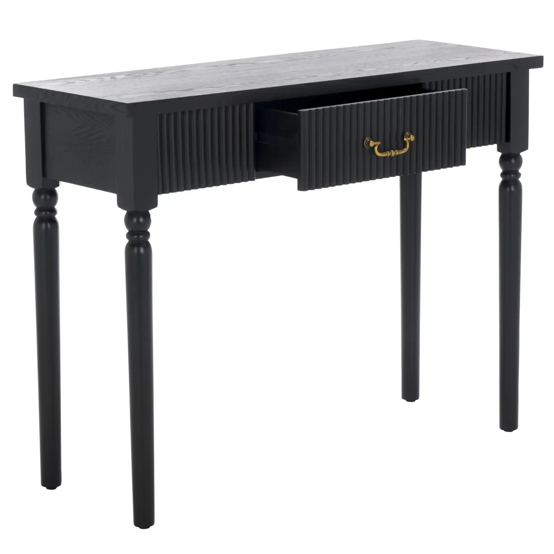 Hanaka One-Drawer Console Table in Black, detail view