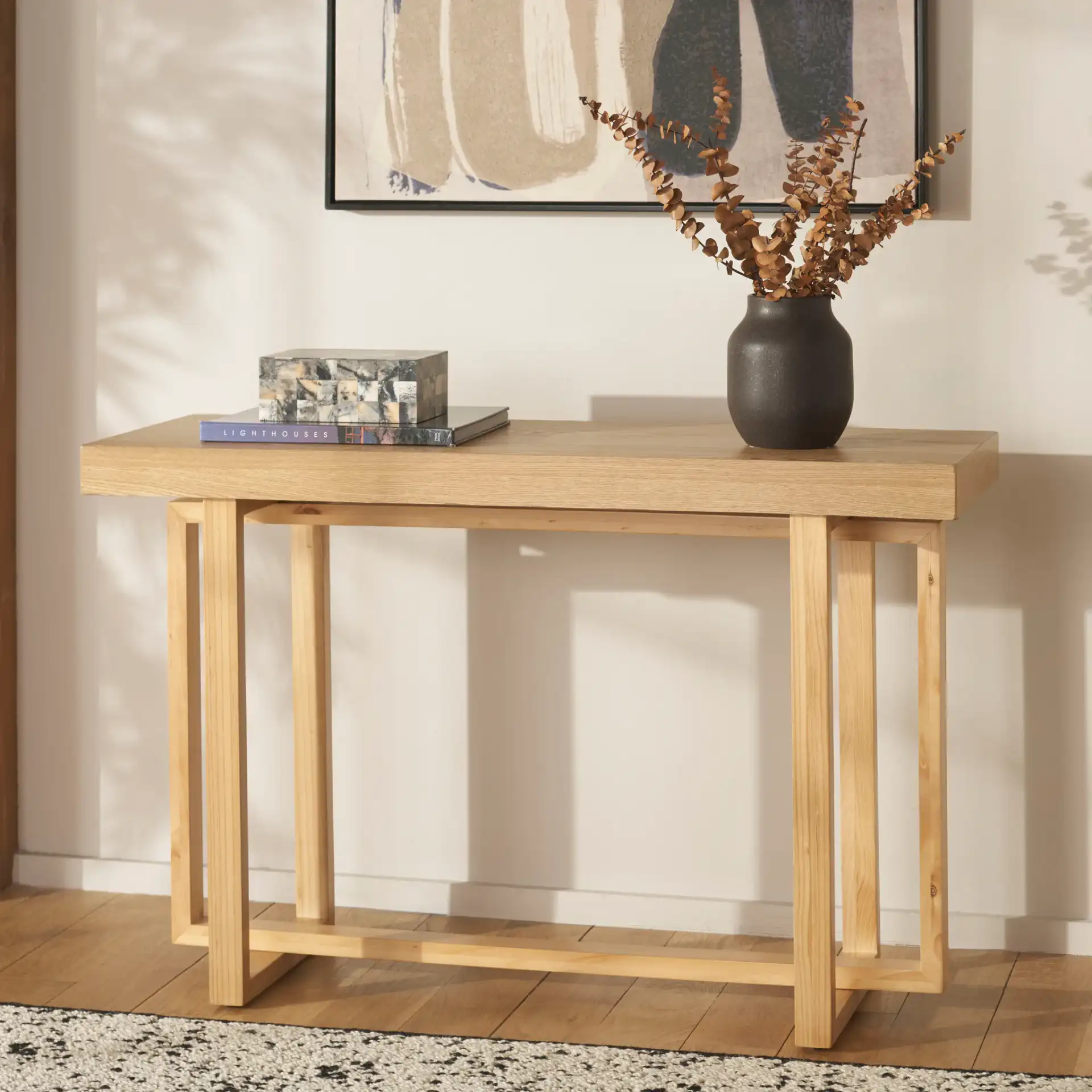 Otaki Console Table in Natural in a styled room