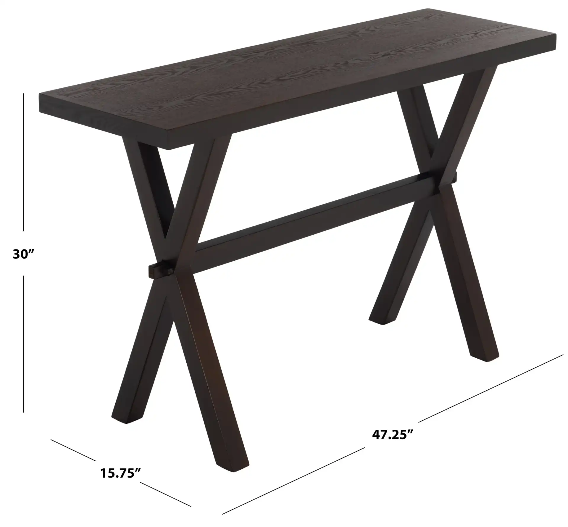 Kalix Console Table in Dark Brown, detail view
