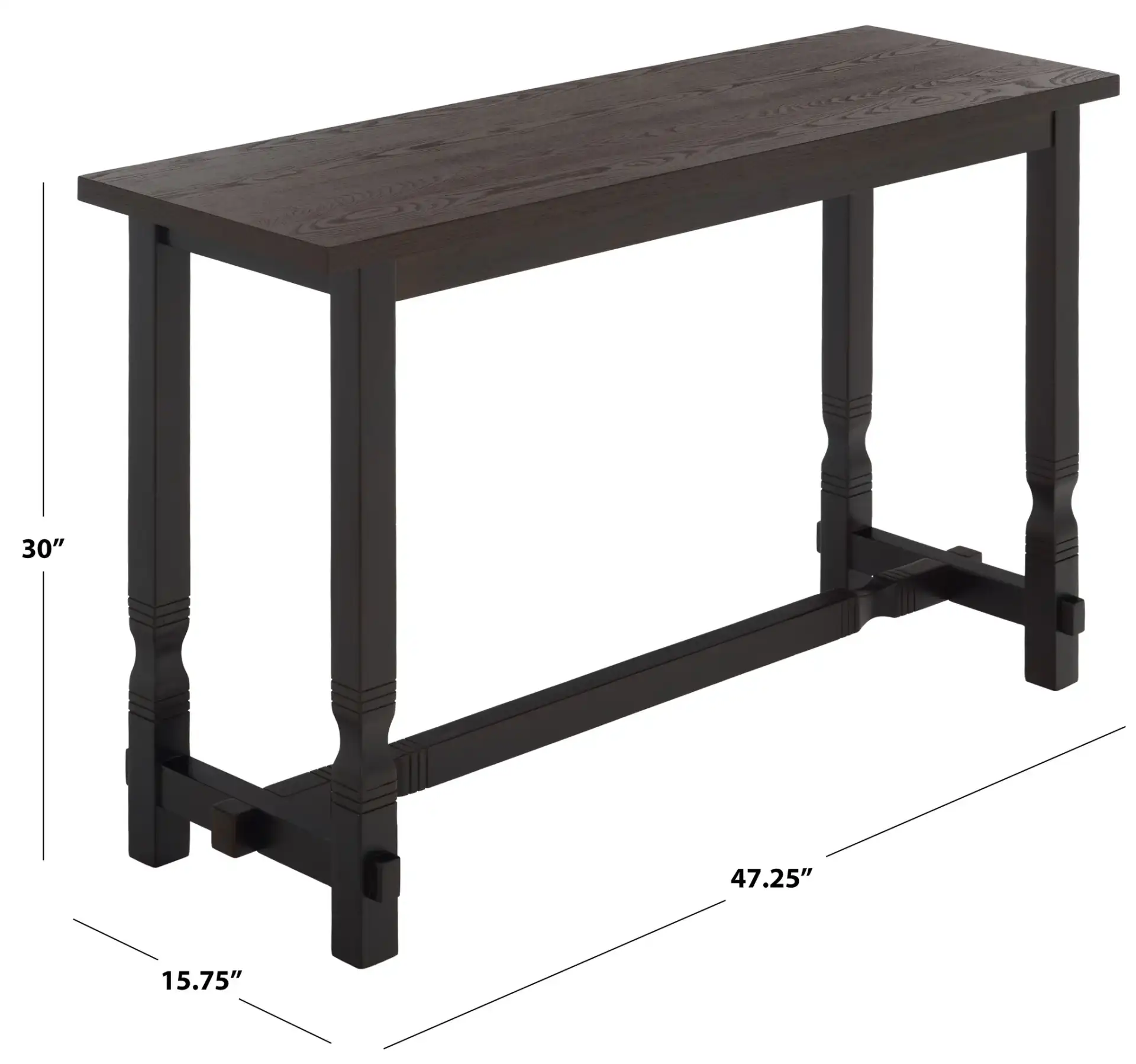 Tacy Console Table in Dark Brown, detail view