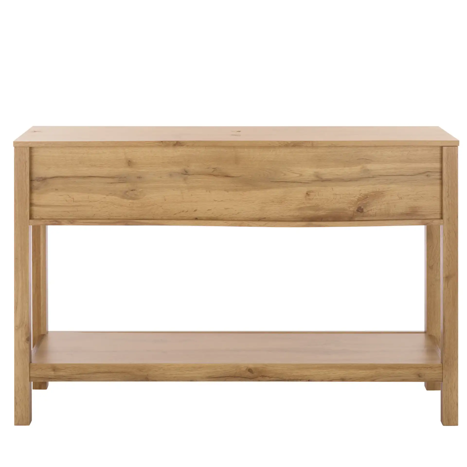 Seeley Two-Drawer Console Table in Oak, detail view
