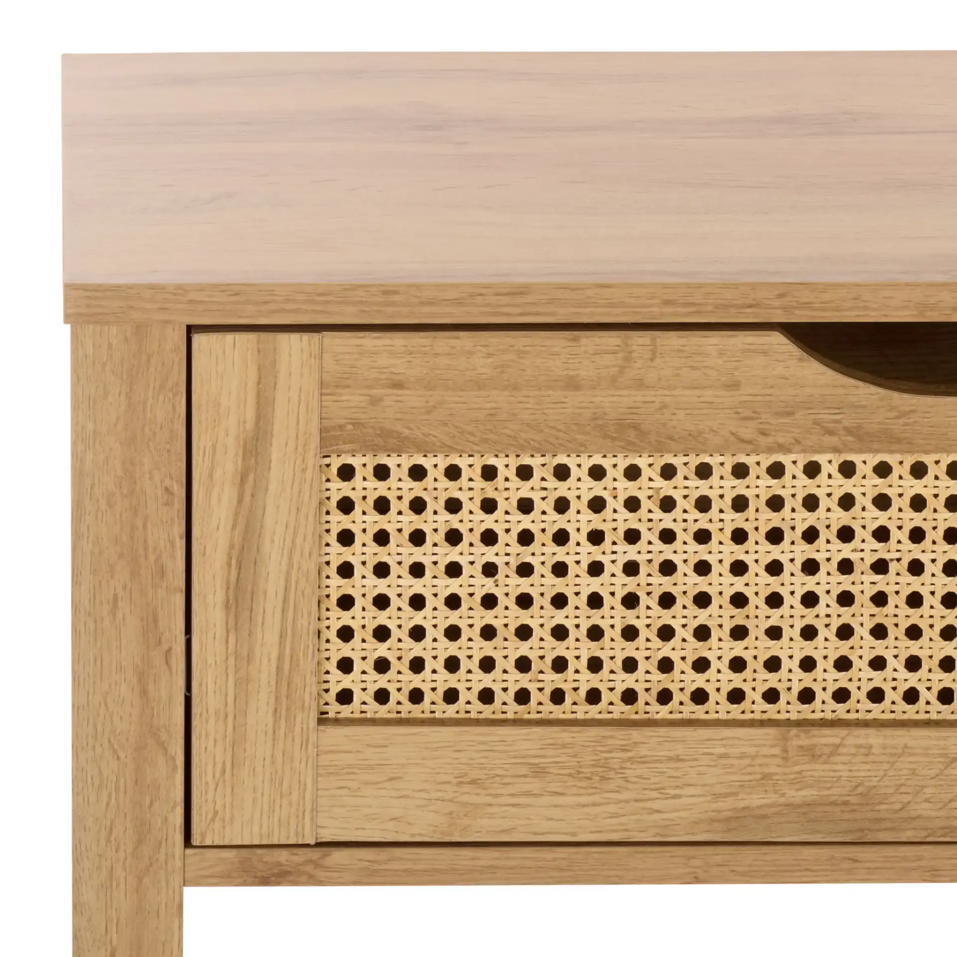 Seeley Two-Drawer Console Table in Oak in a styled room