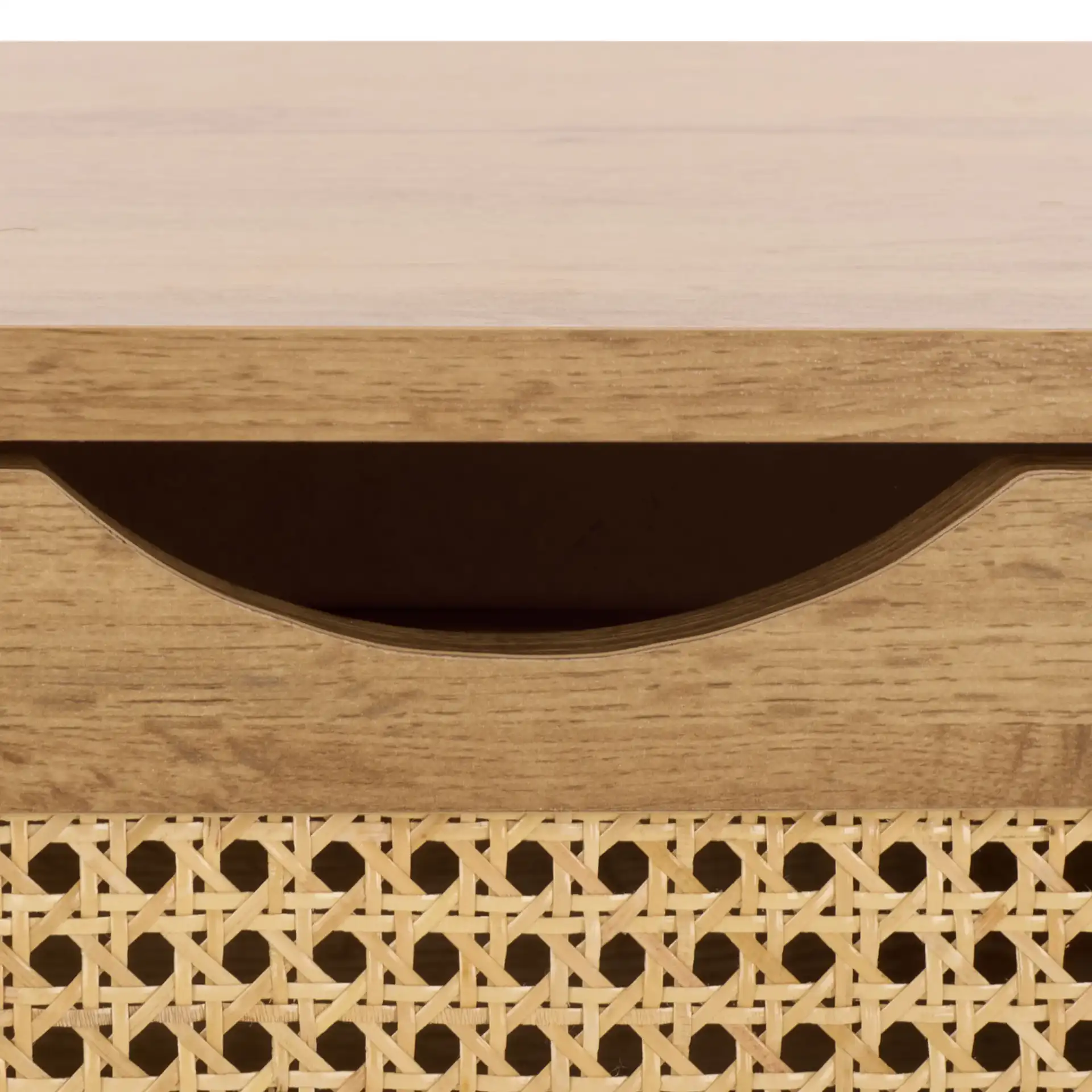 Seeley Two-Drawer Console Table in Oak in a styled room