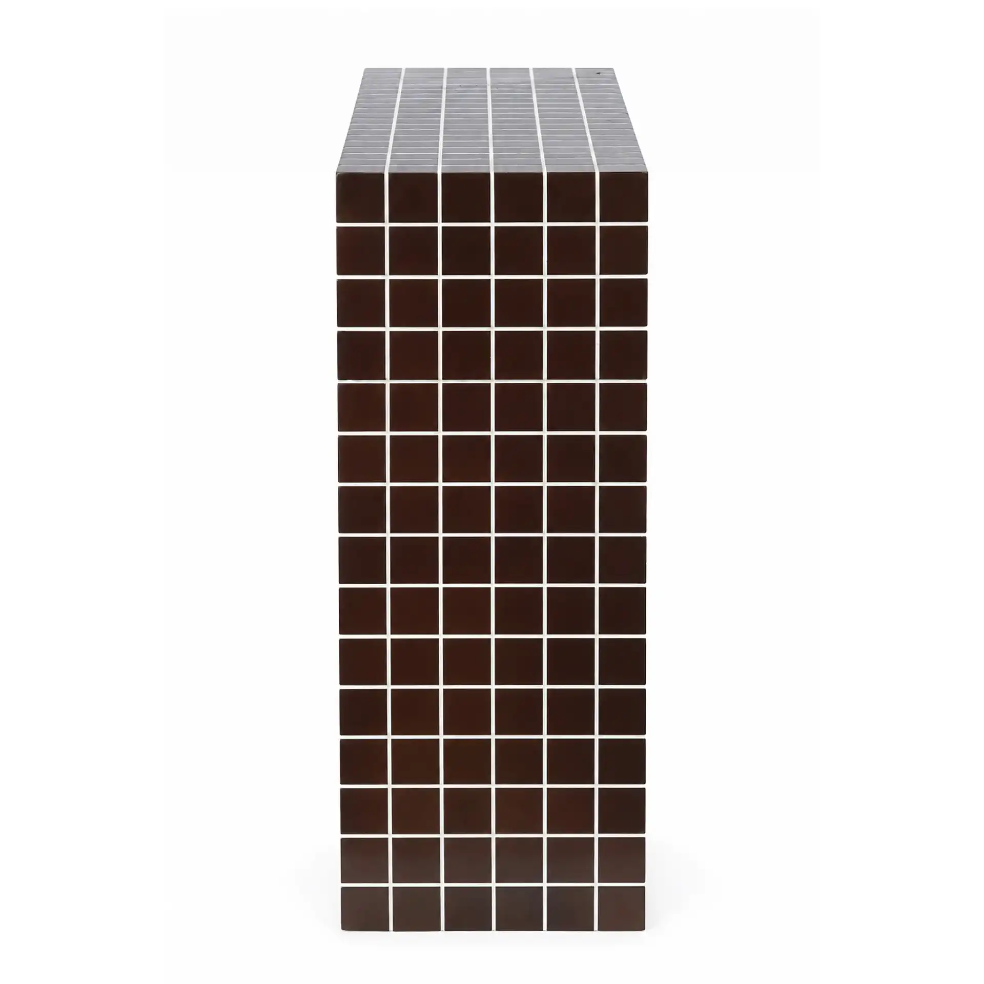 Gerolomo Tiled Console Table in Walnut / White, detail view