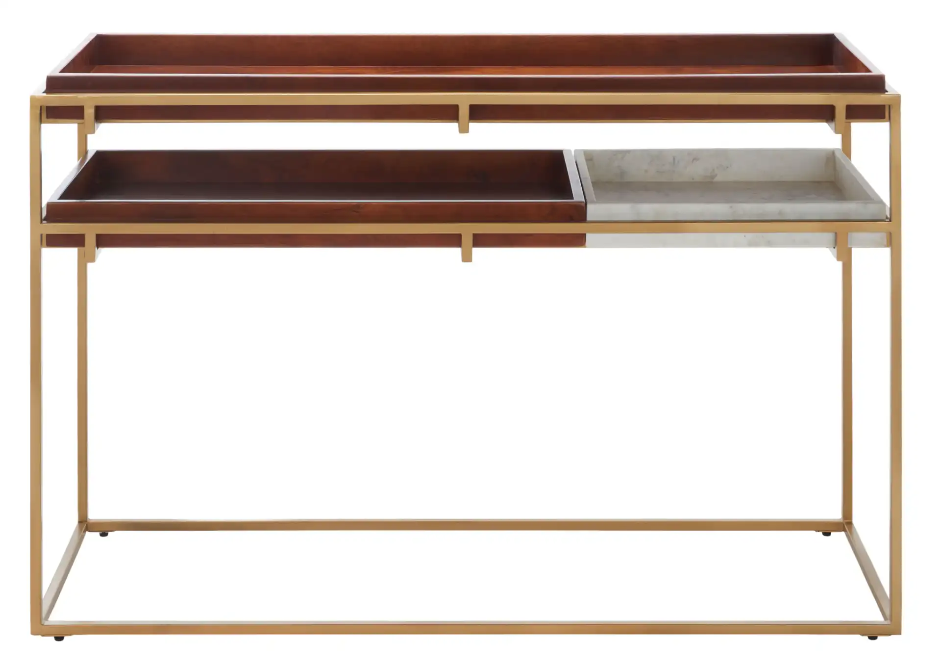 Akari Marble Console Table in Brown / White, detail view