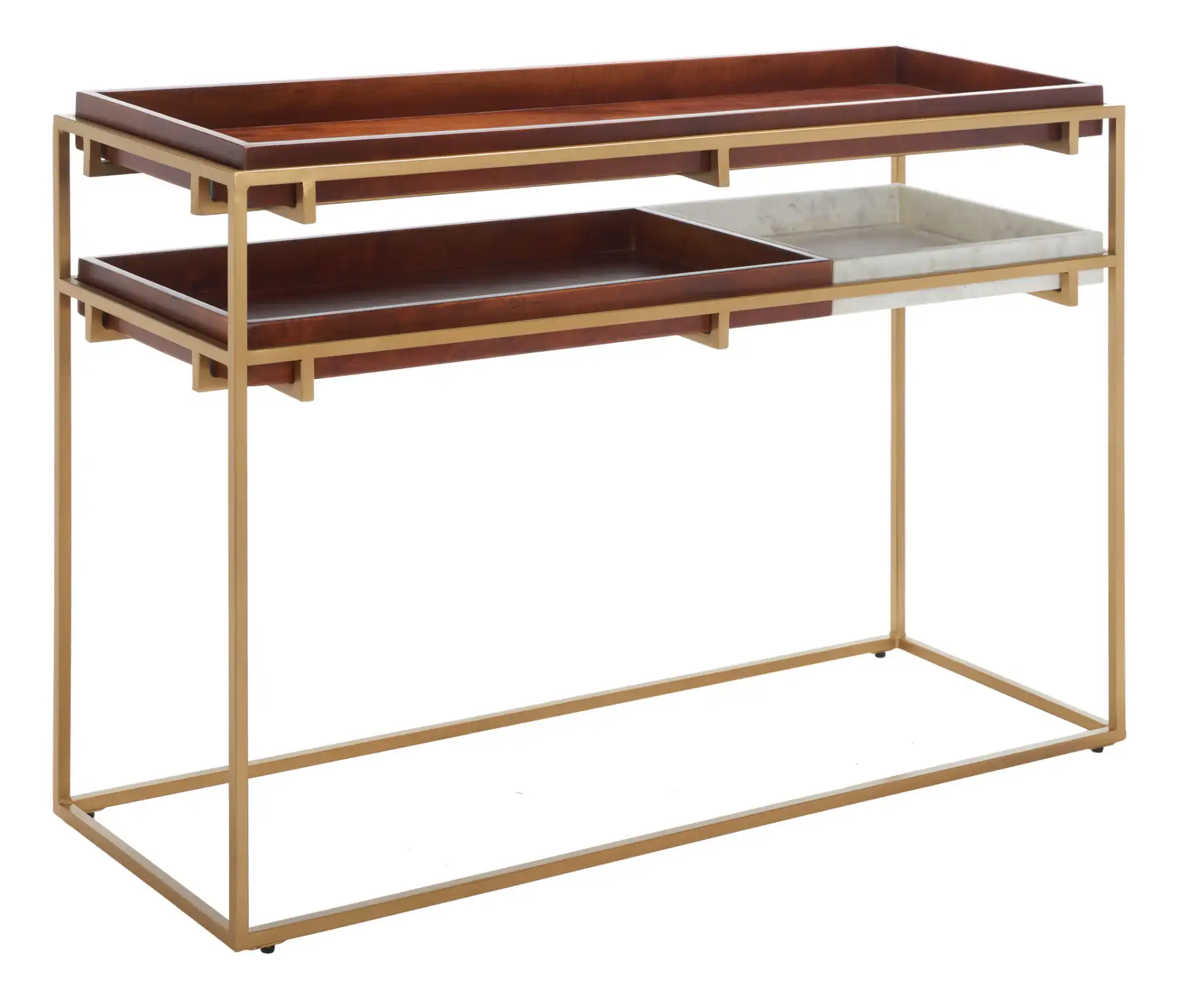Akari Marble Console Table in Brown / White, detail view