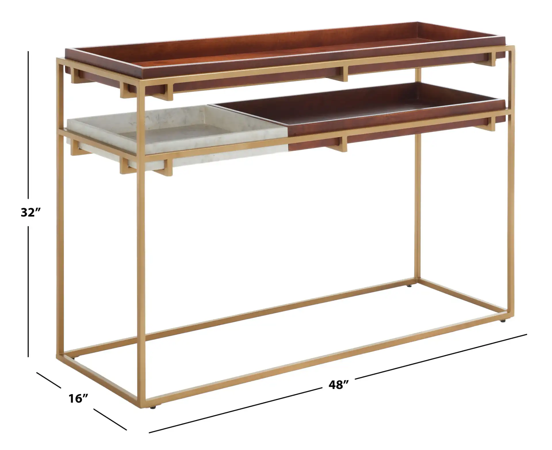 Akari Marble Console Table in Brown / White, detail view