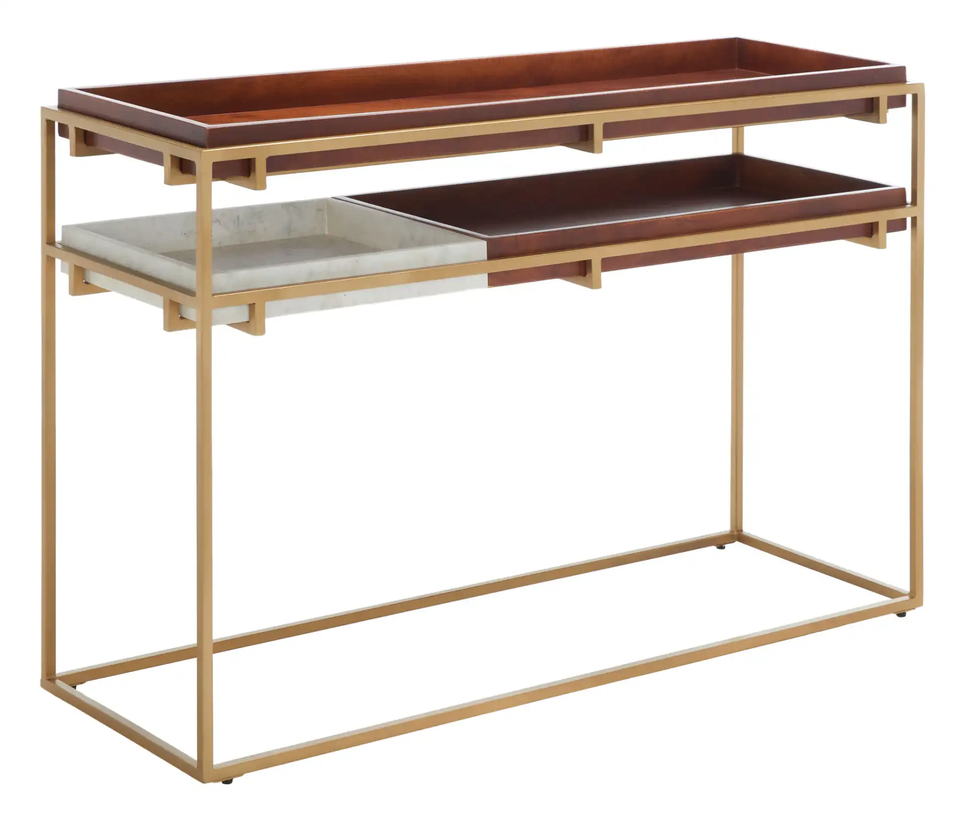 Akari Marble Console Table in Brown / White, detail view