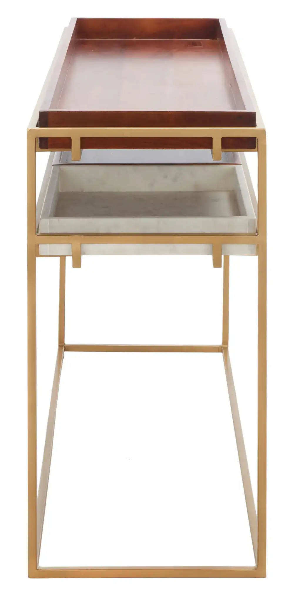 Akari Marble Console Table in Brown / White, detail view