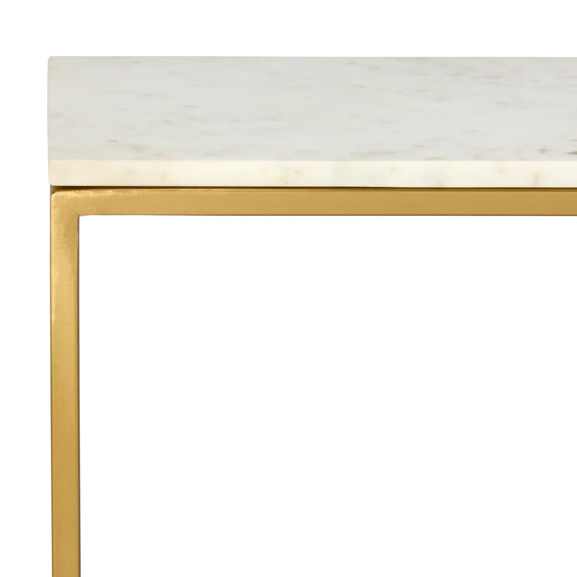 Kenna Marble Console Table in White Marble / Gold in a styled room