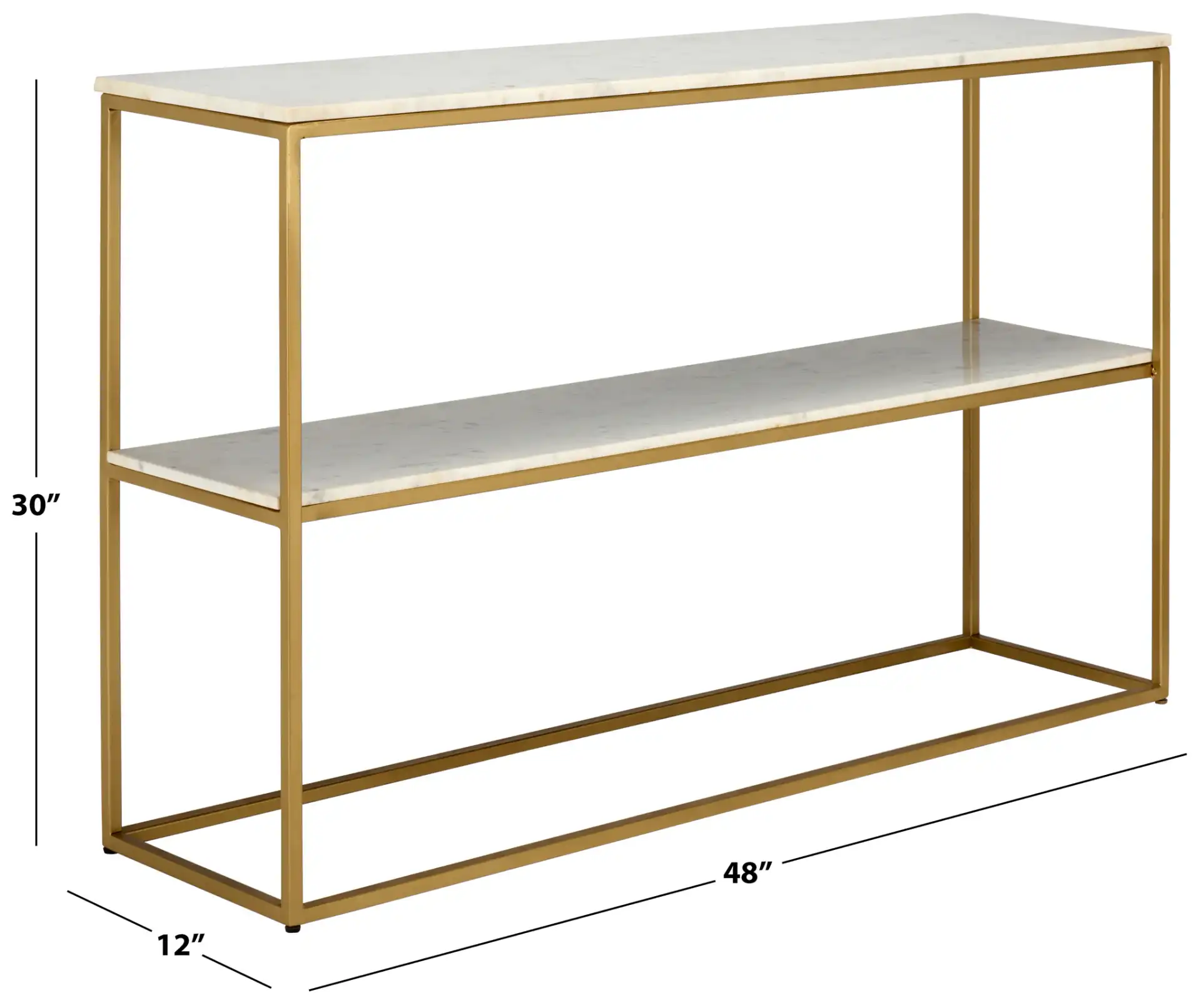 Kenna Marble Console Table in White Marble / Gold, detail view