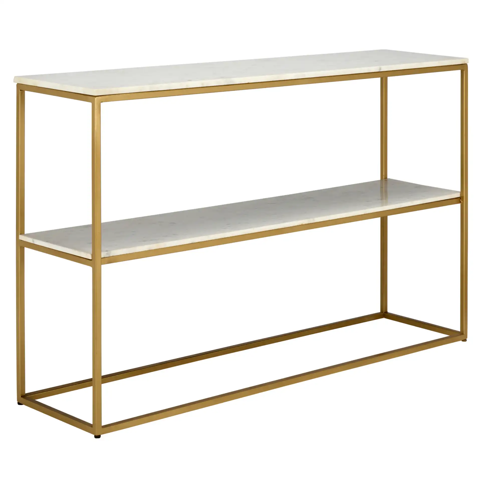 Kenna Marble Console Table in White Marble / Gold, detail view