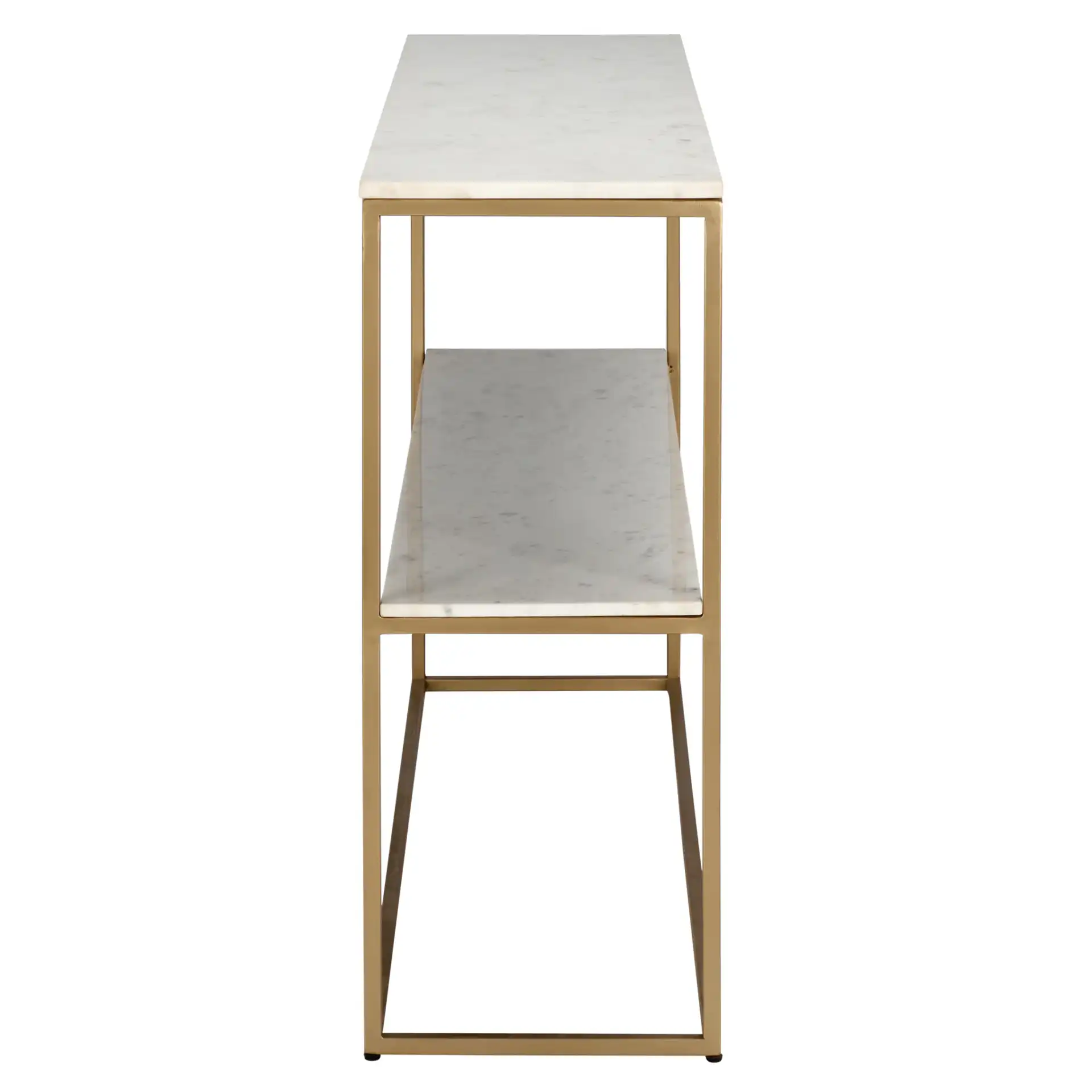 Kenna Marble Console Table in White Marble / Gold, detail view