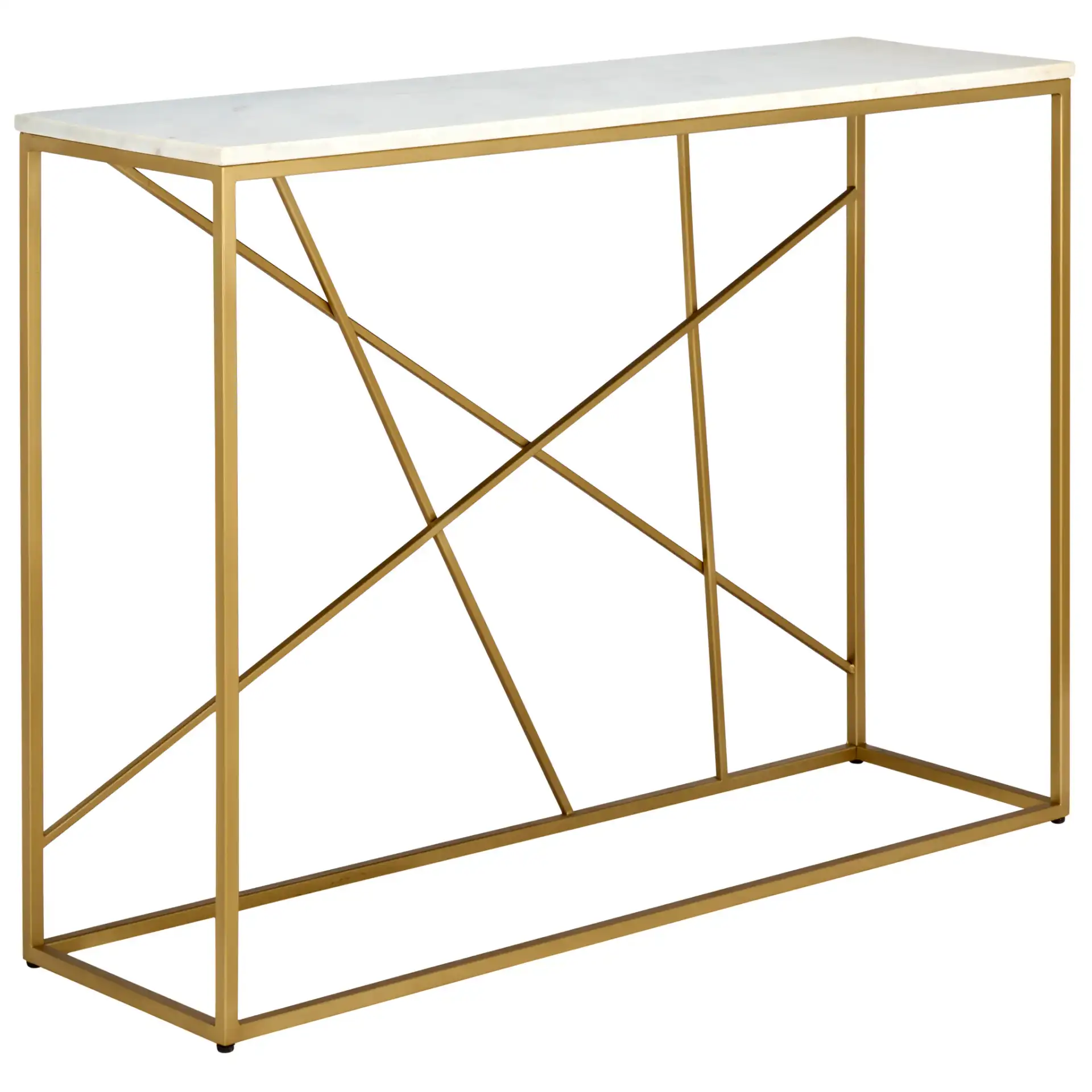Lumen Marble Console Table in White Marble / Gold, detail view