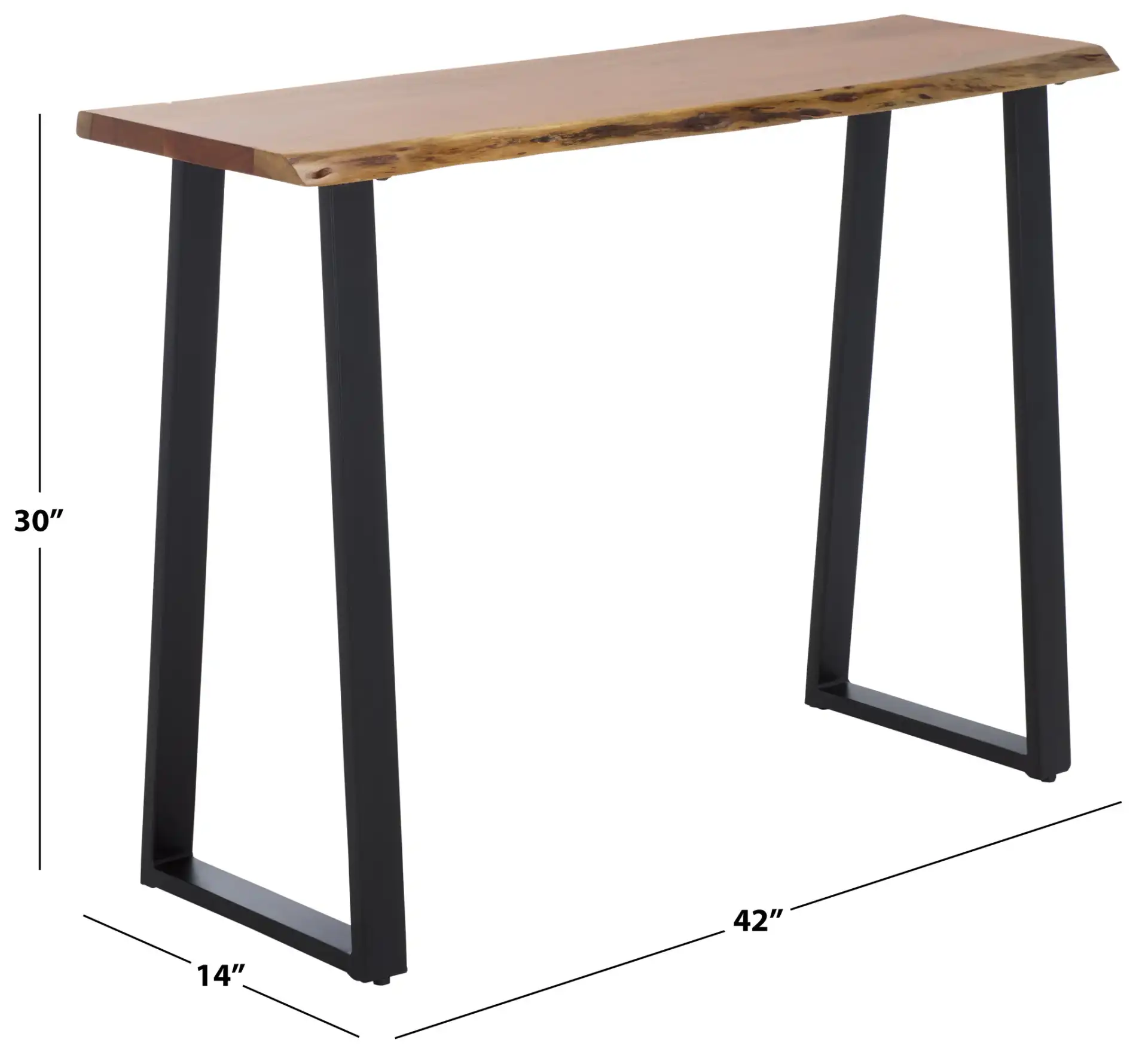 Adella Wood Console Table in Natural / Black, detail view