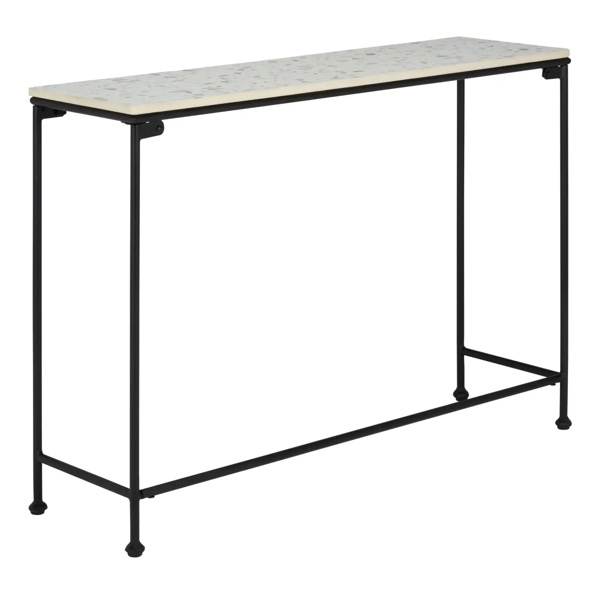 Amelina Ceramic Console Table in Gray / Black, detail view